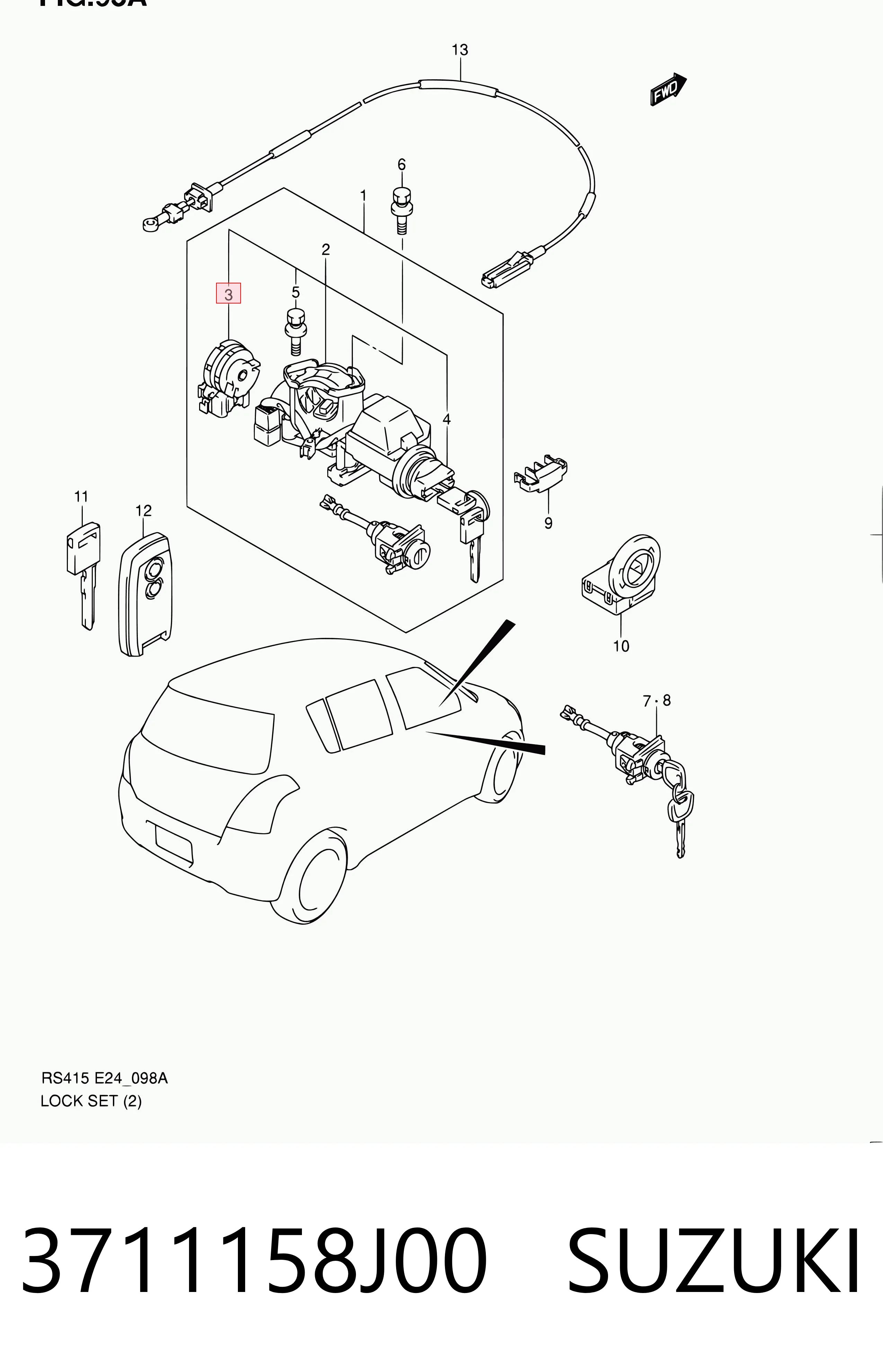 Grupo de contato de fecho de ignição Suzuki Grand Vitara  JB