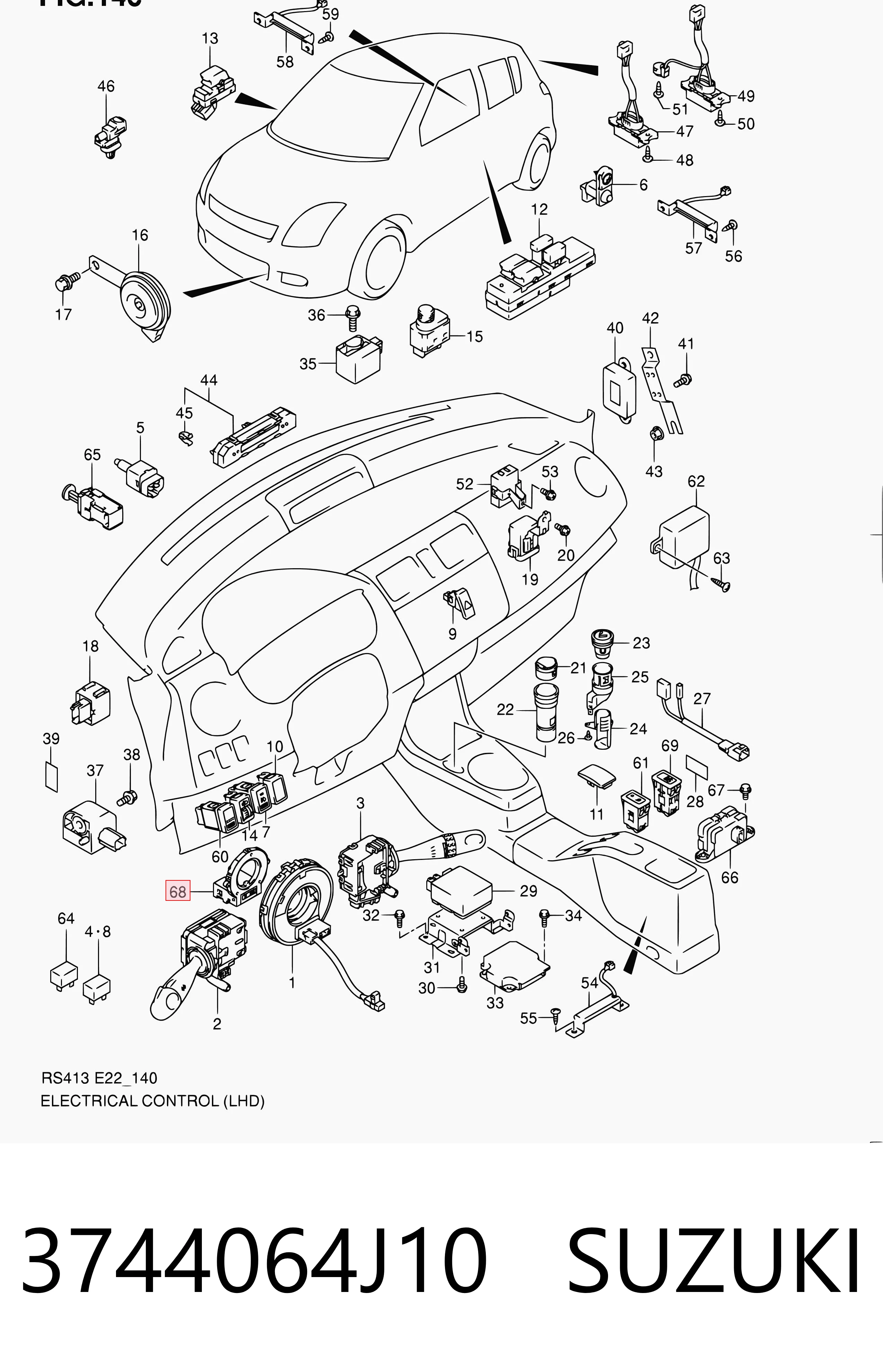 3744064J10 Suzuki Sensor do ângulo de viragem do volante de direção