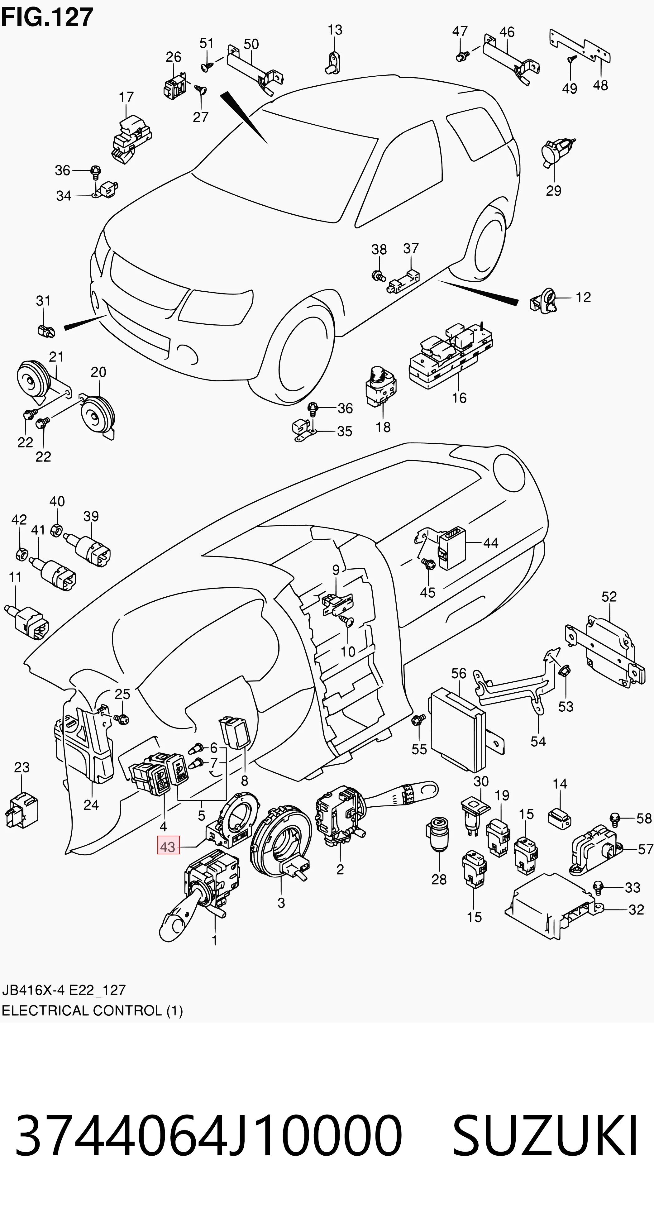 3744064J10000 Suzuki Sensor do ângulo de viragem do volante de direção