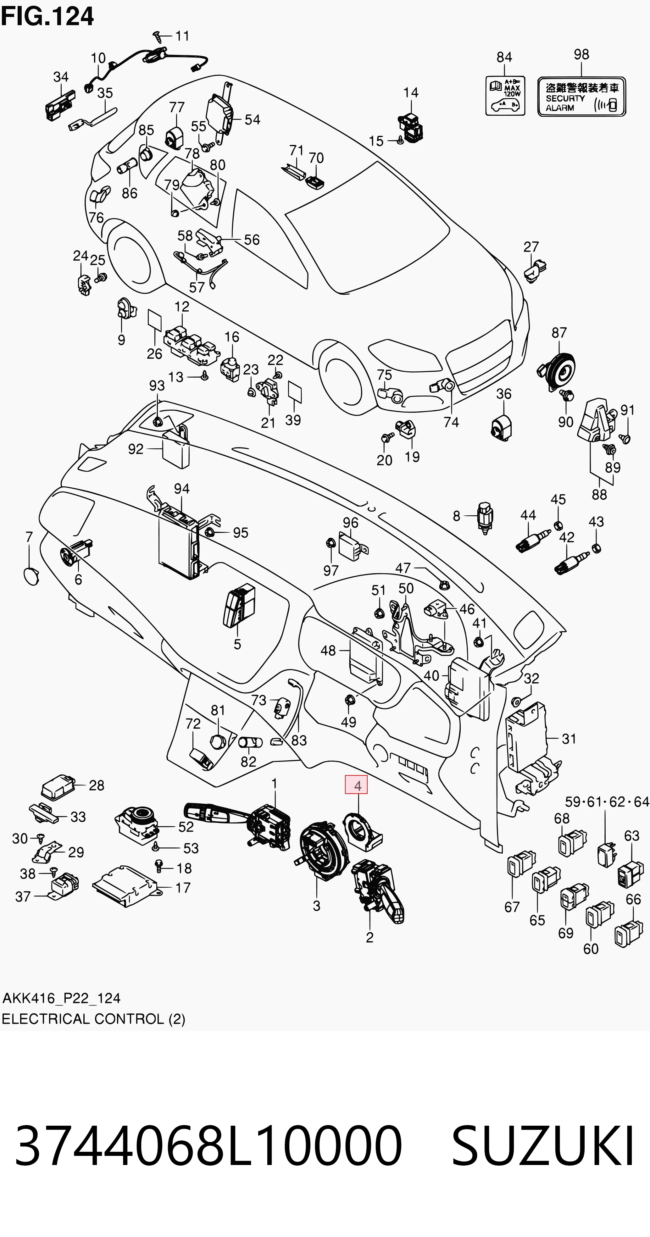 Sensor do ângulo de viragem do volante de direção Suzuki Vitara  LY