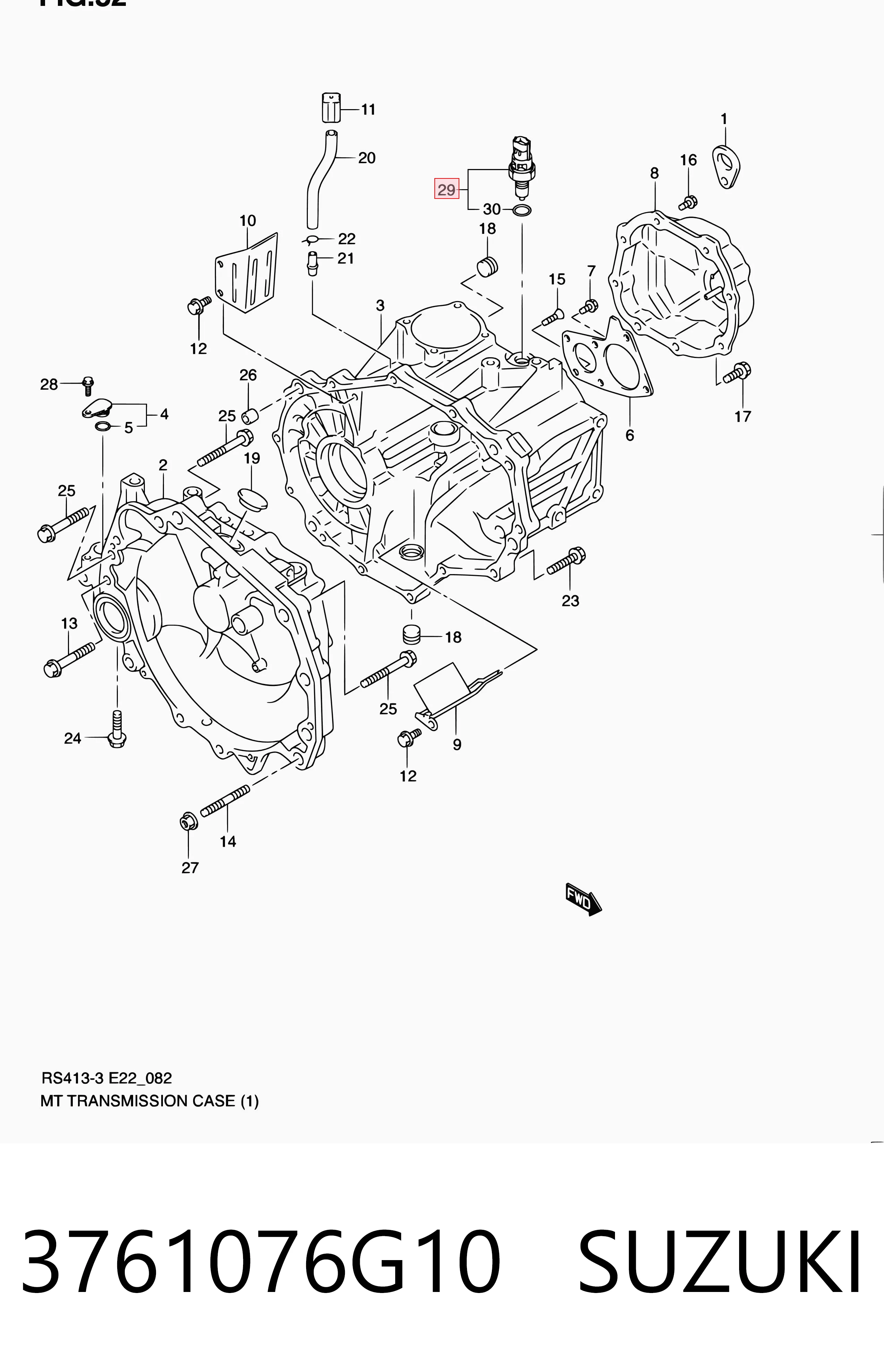 3761076G10 Suzuki Sensor de ativação das luzes de marcha à ré