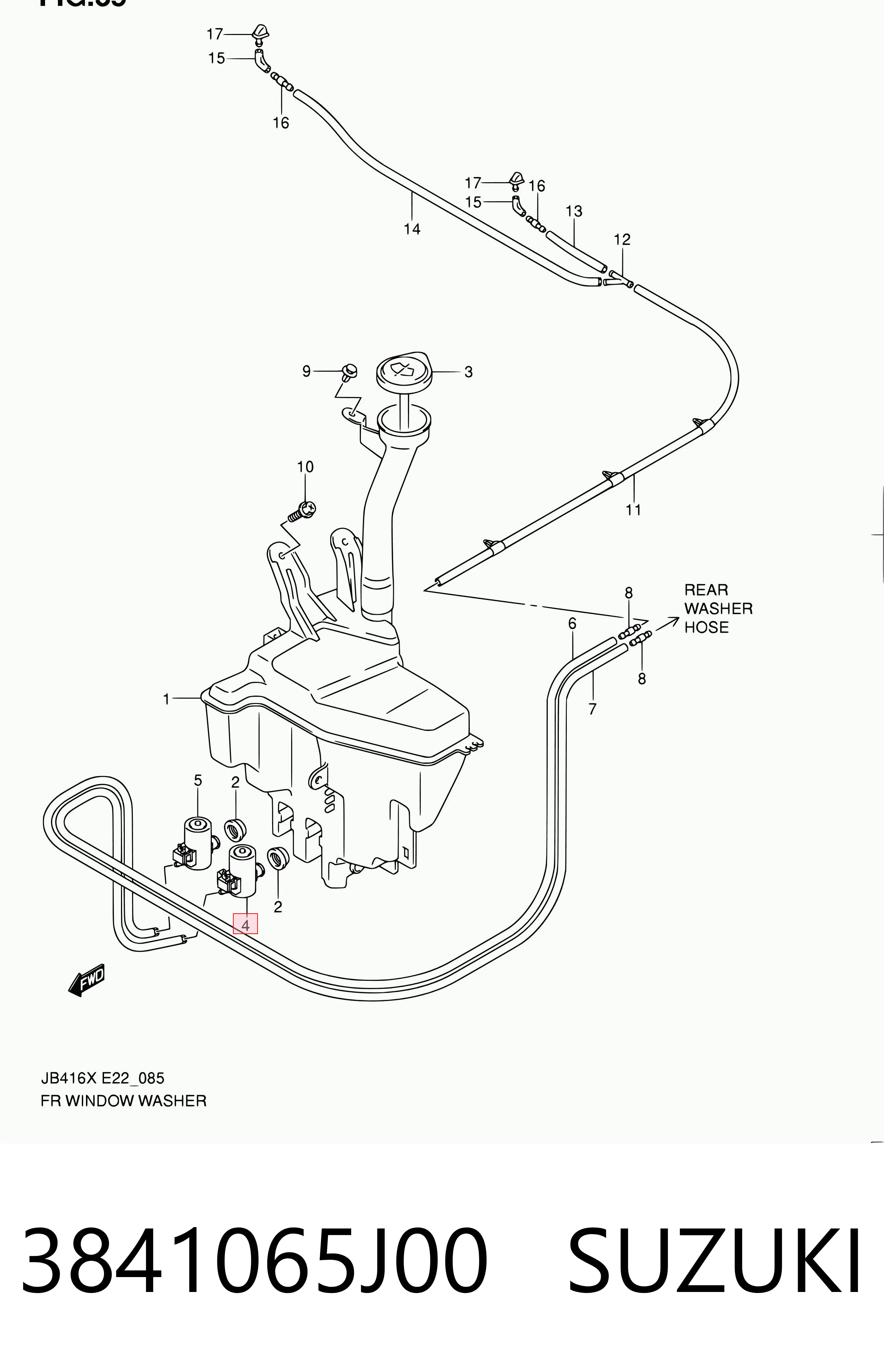 3841065J00 Suzuki Bomba de motor de fluido para lavador de vidro dianteiro
