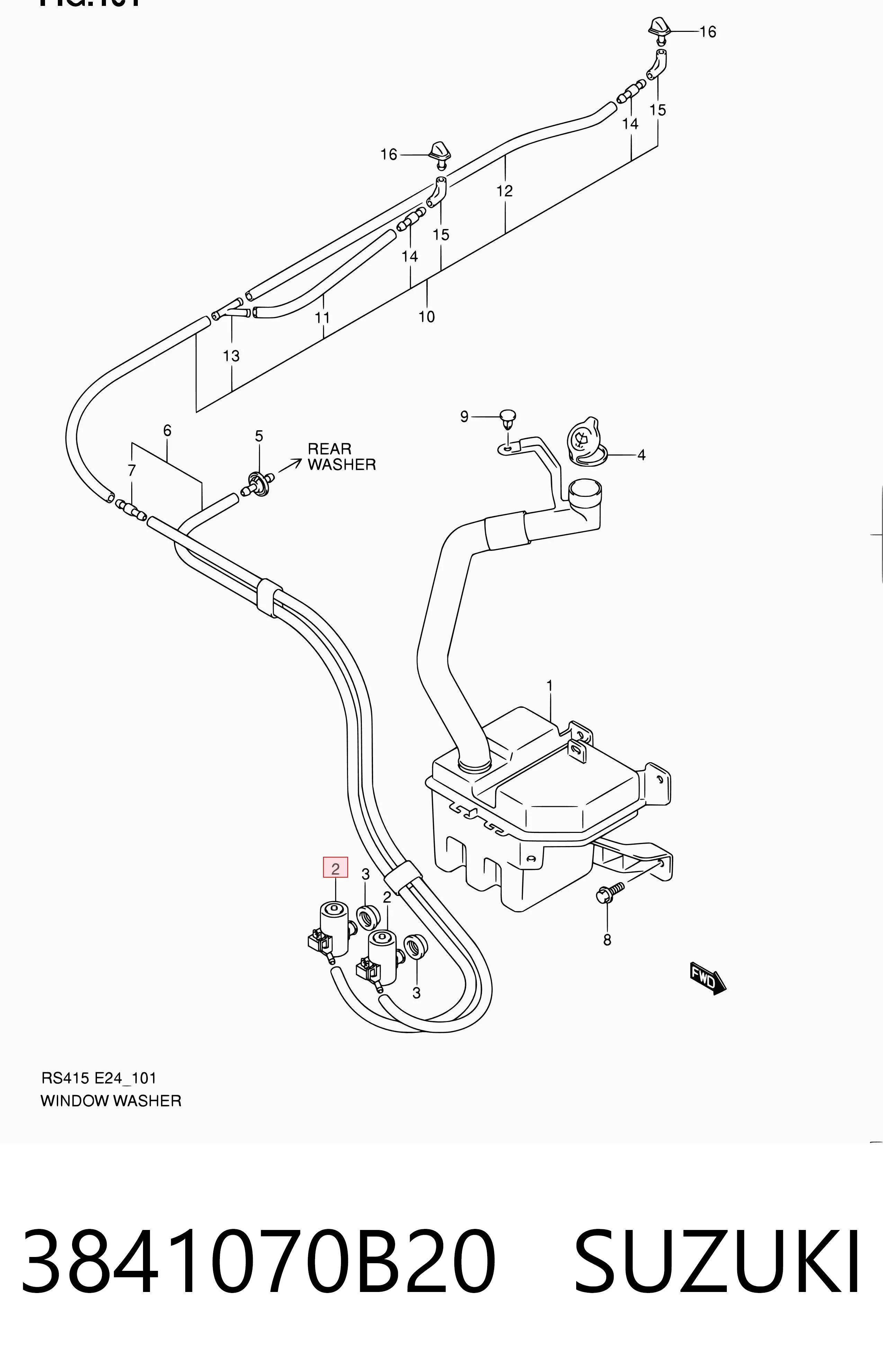 3841070B20 Suzuki Bomba de motor de fluido para lavador de vidro dianteiro
