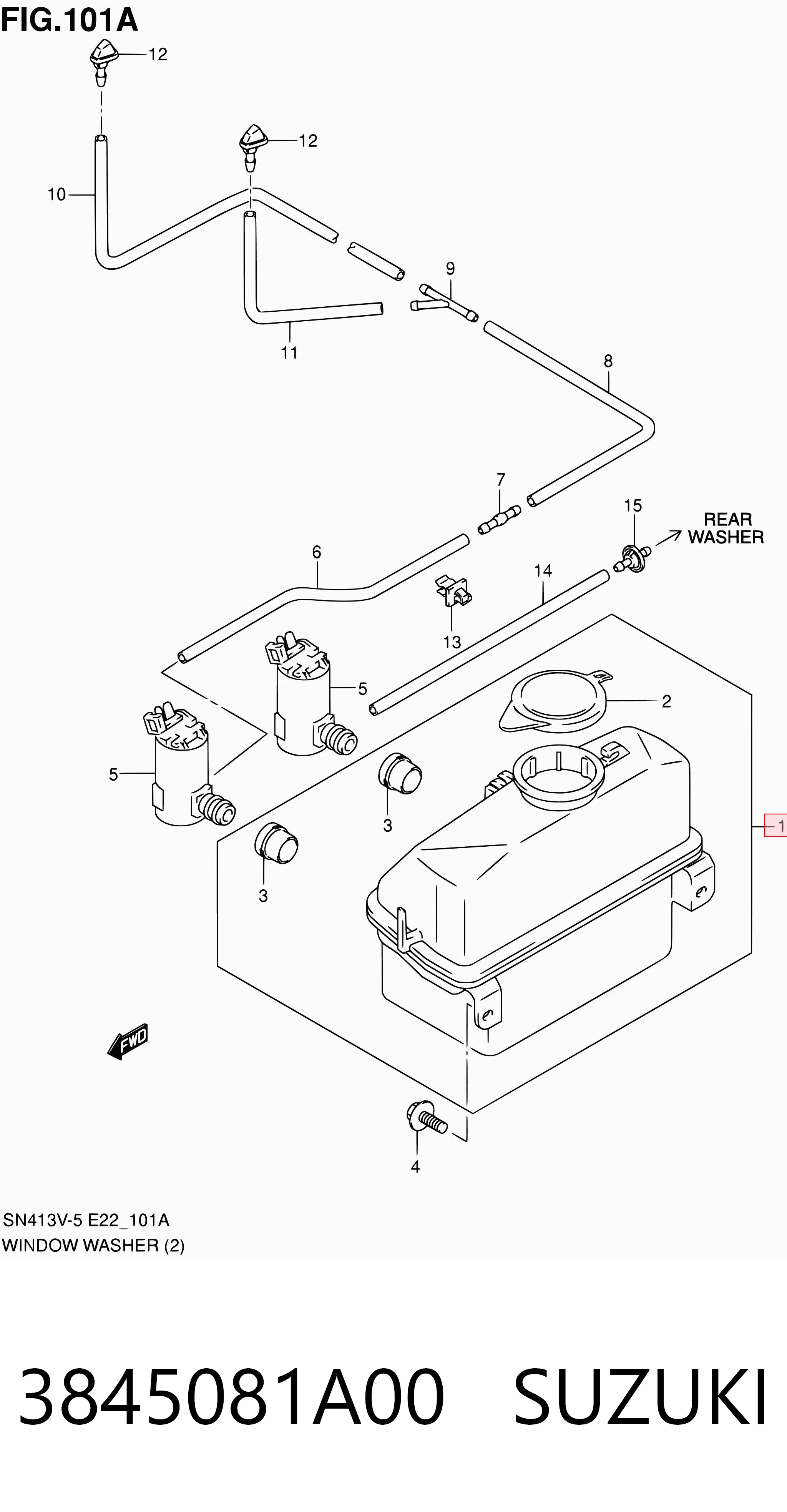 Tanque de fluido para lavador de vidro para Suzuki Jimny  SN, JB