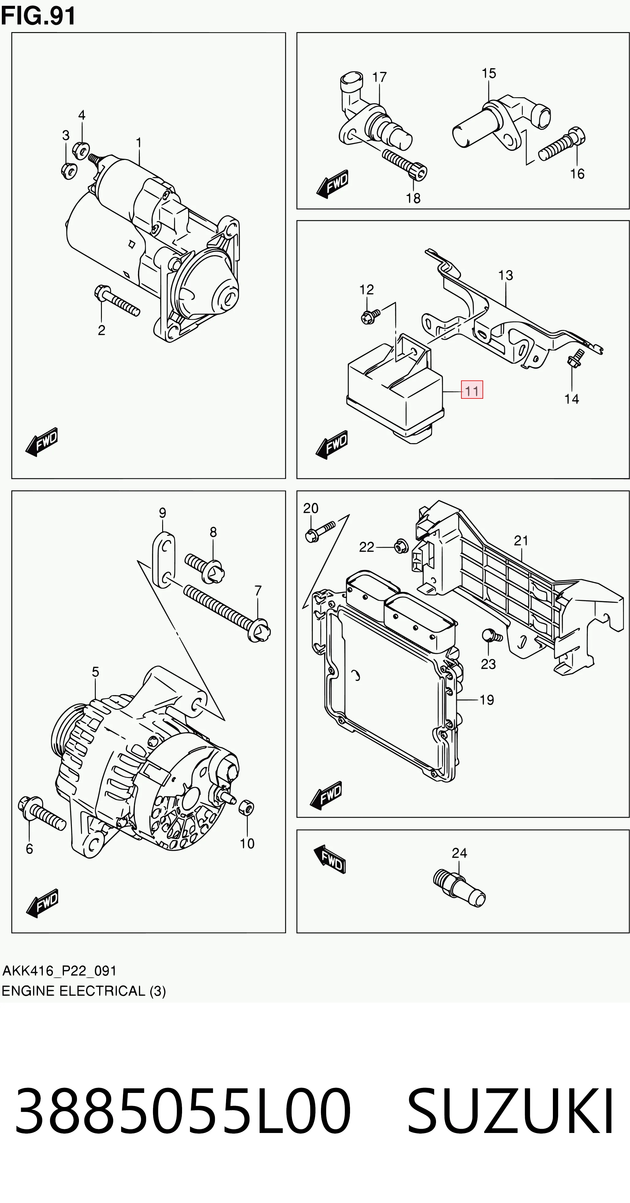 Relê das velas de incandescência para Suzuki SX4  GY
