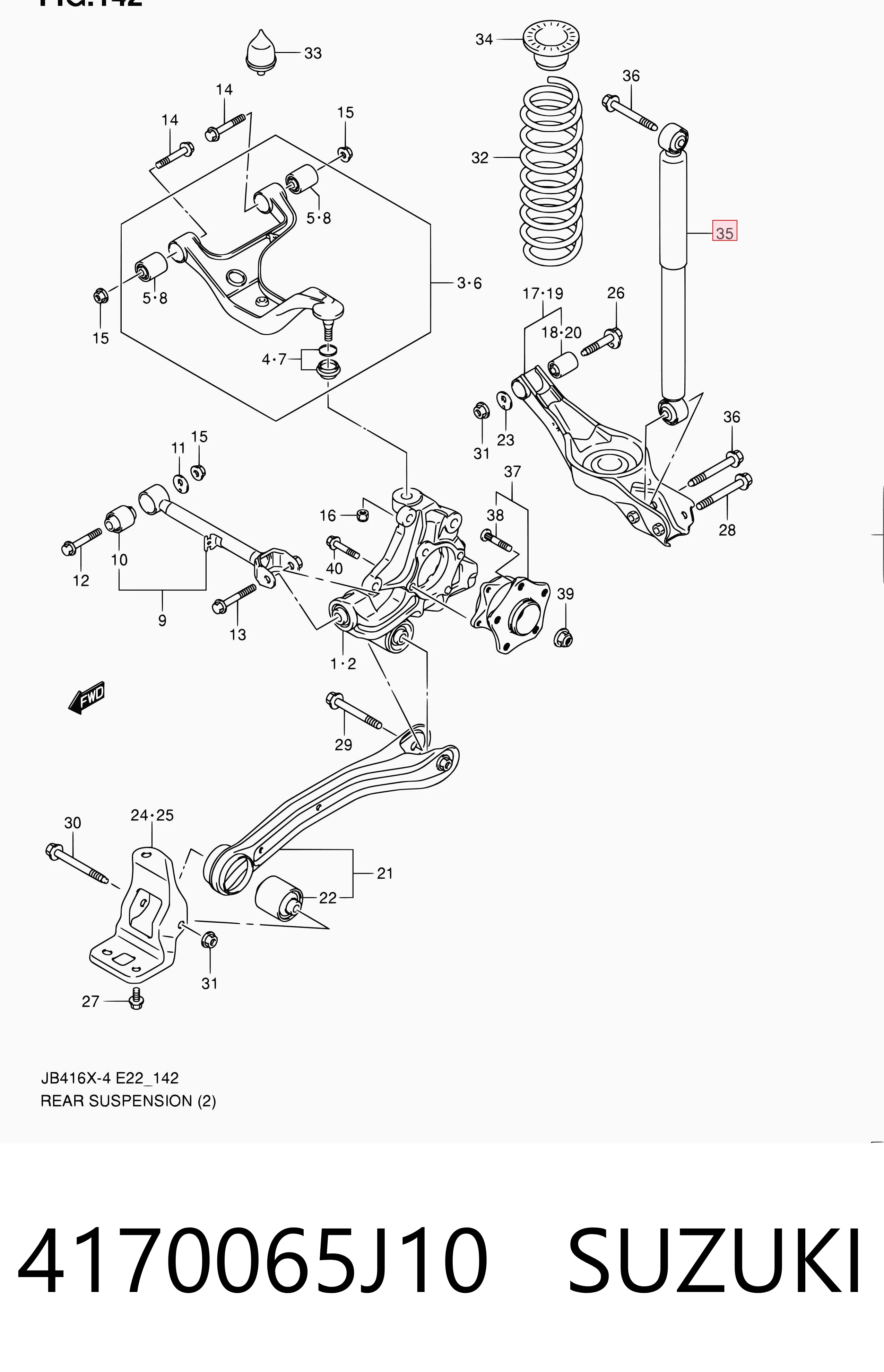 4170065J10 Suzuki Amortecedor traseiro
