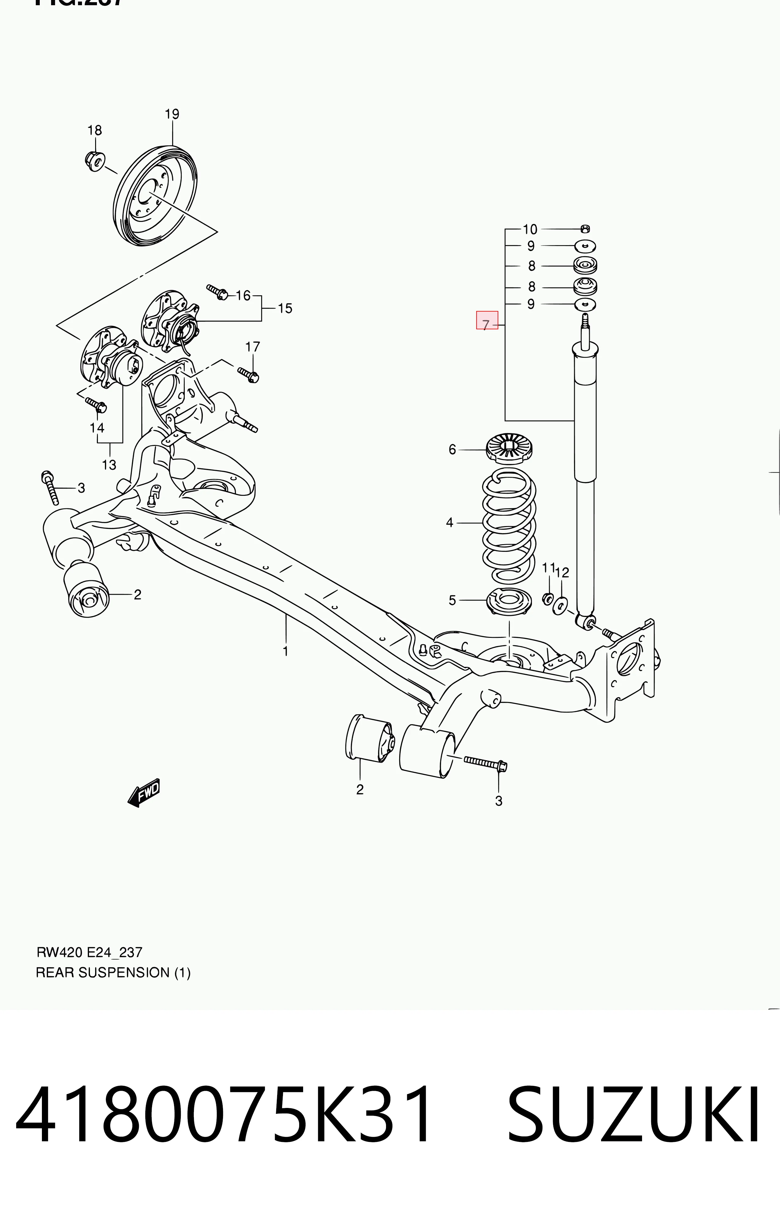 4180075K31 Suzuki Amortecedor traseiro