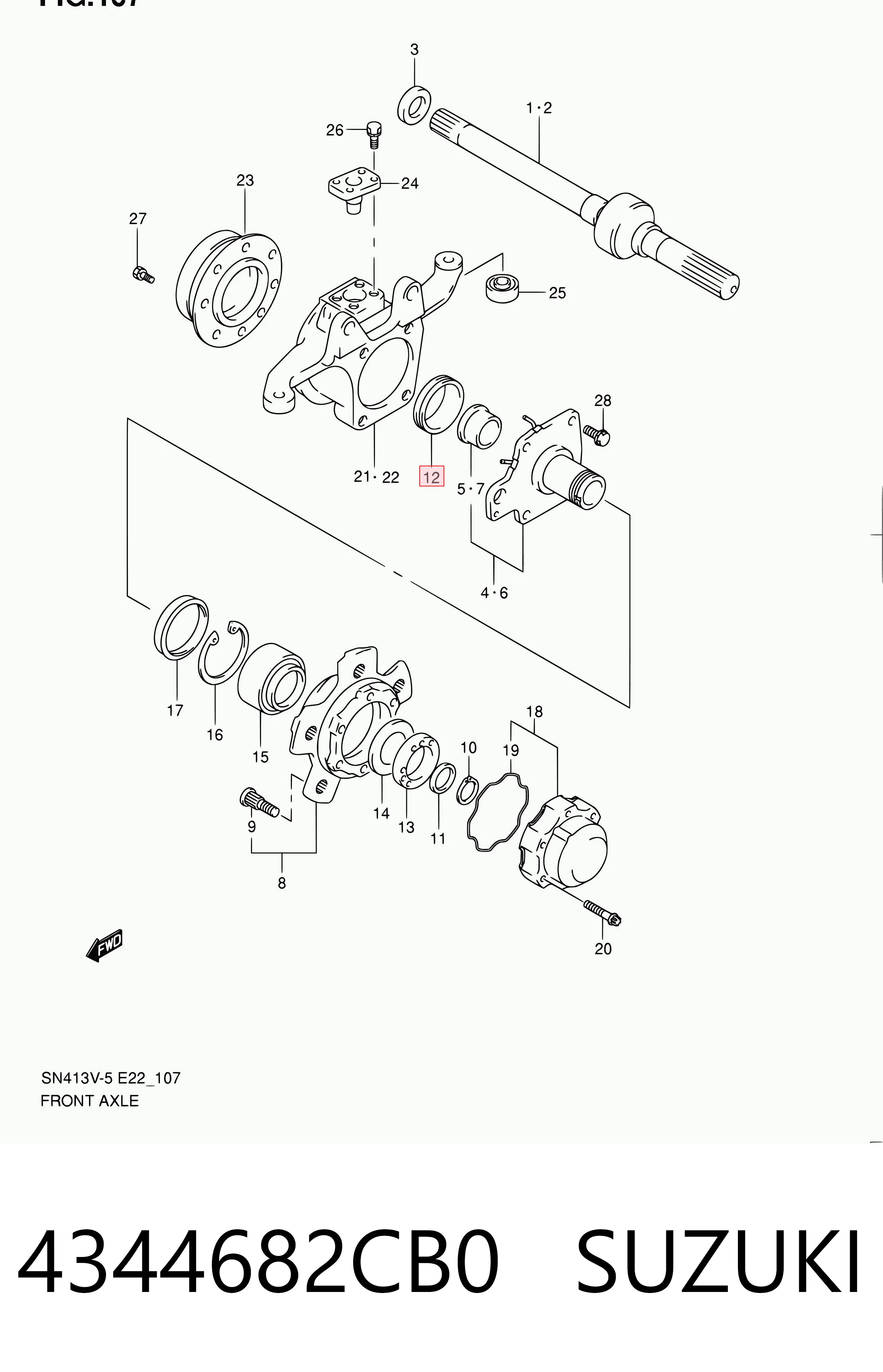4344682CB0 Suzuki Bucim interno de cubo dianteiro