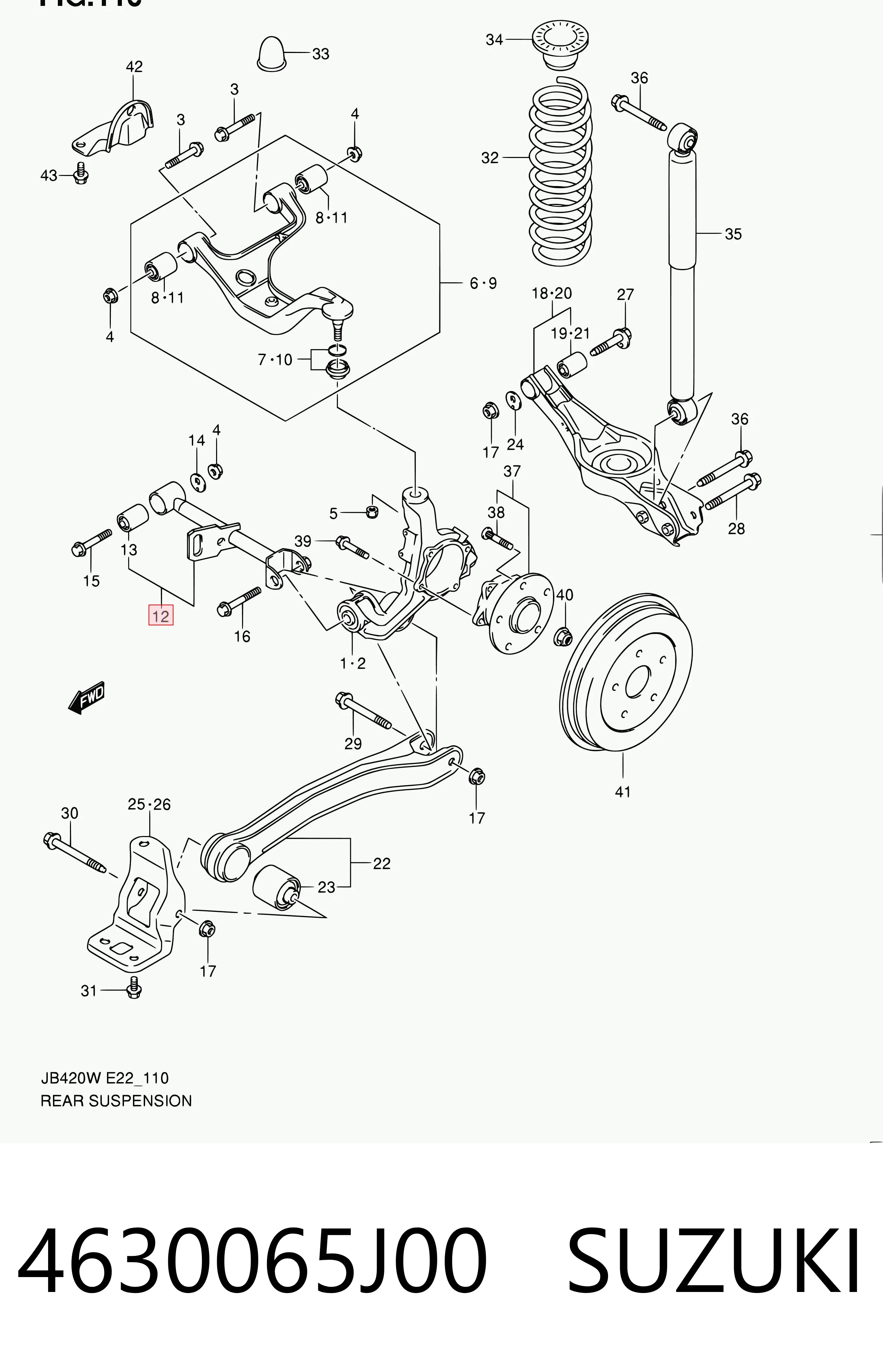 4630065J00 Suzuki Barra Panhard de suspensão traseira