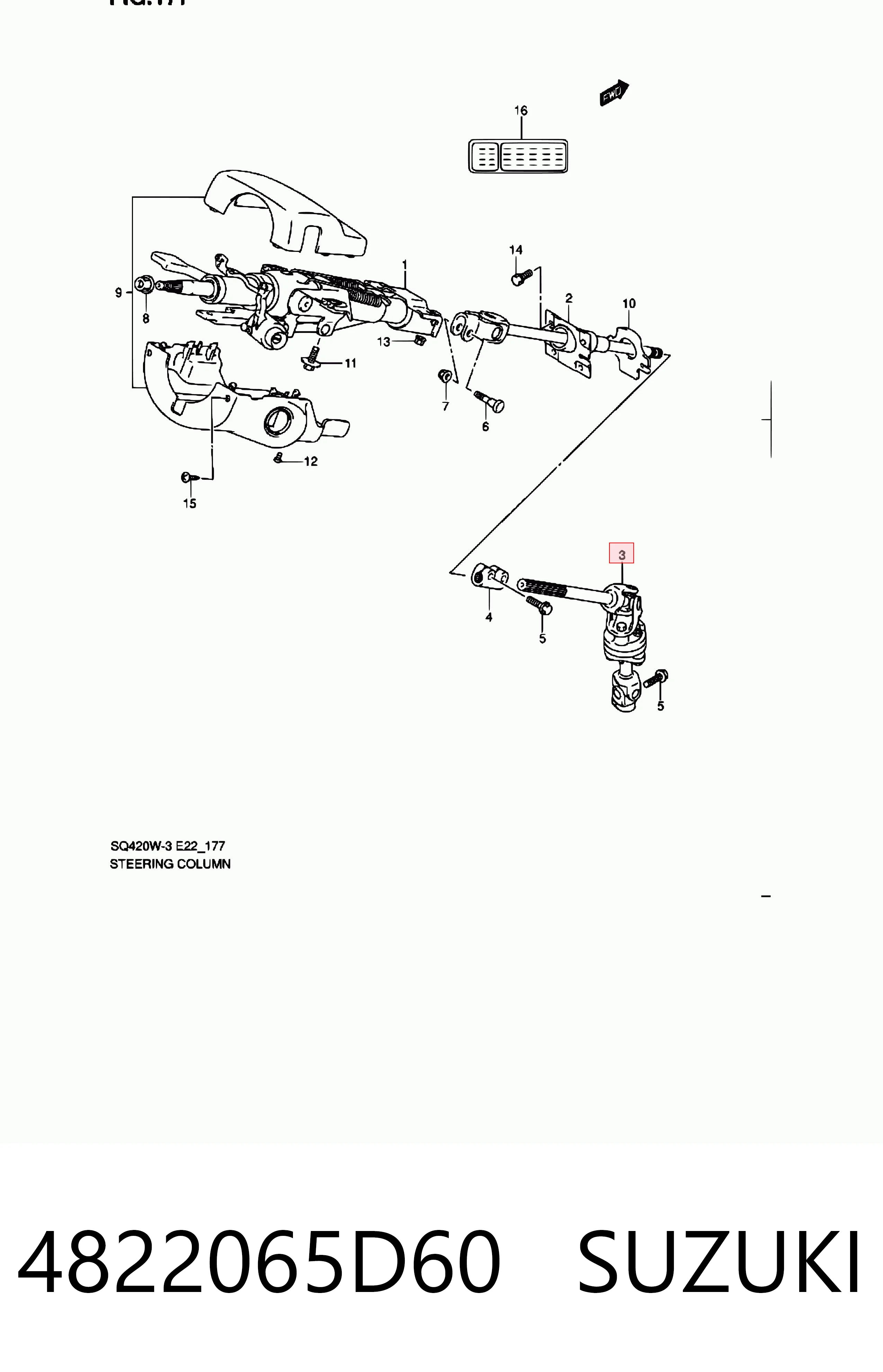 4822065D60 Suzuki Veio da coluna de direção inferior