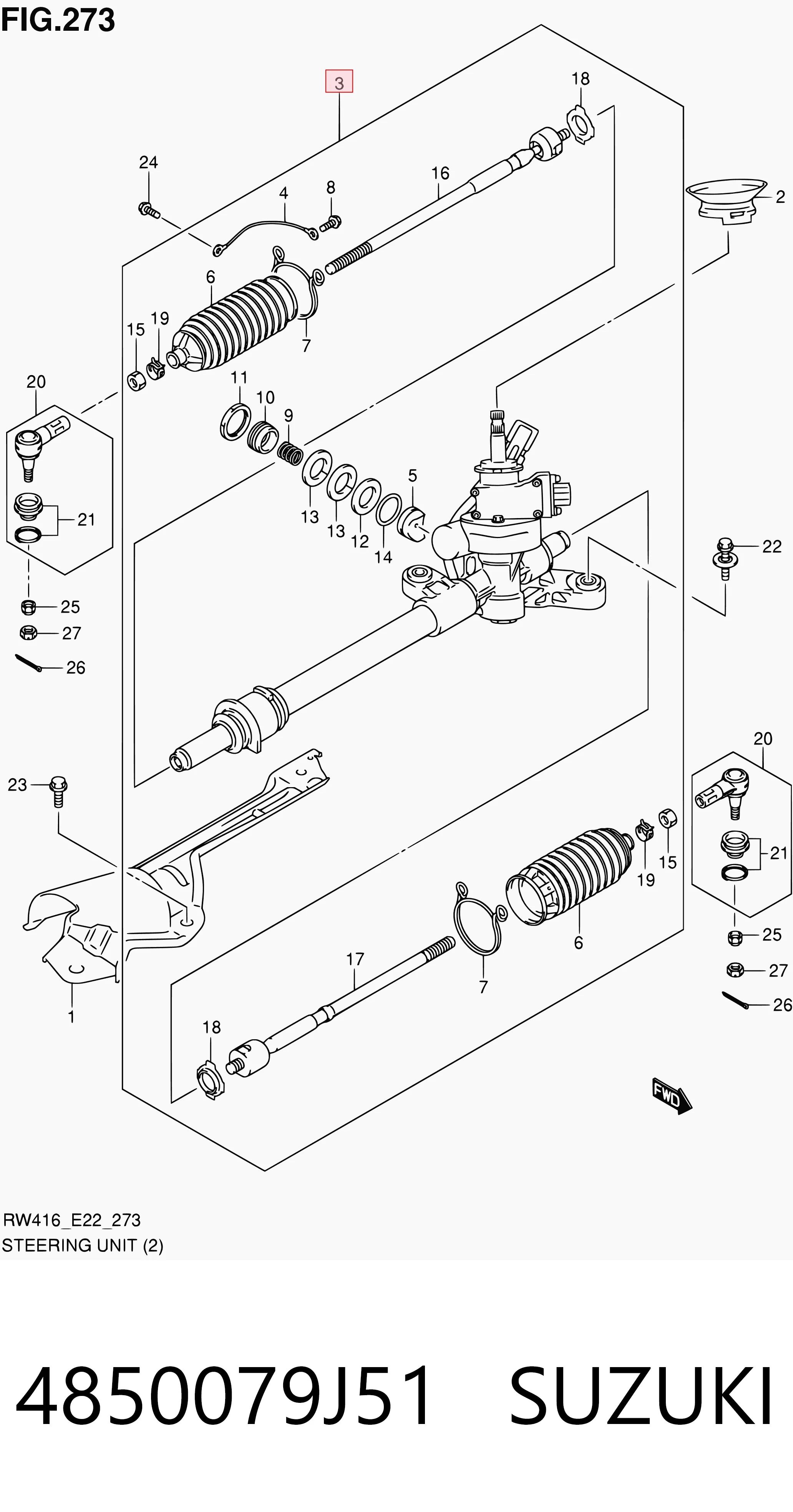 4850079J51 Suzuki Cremalheira da direção