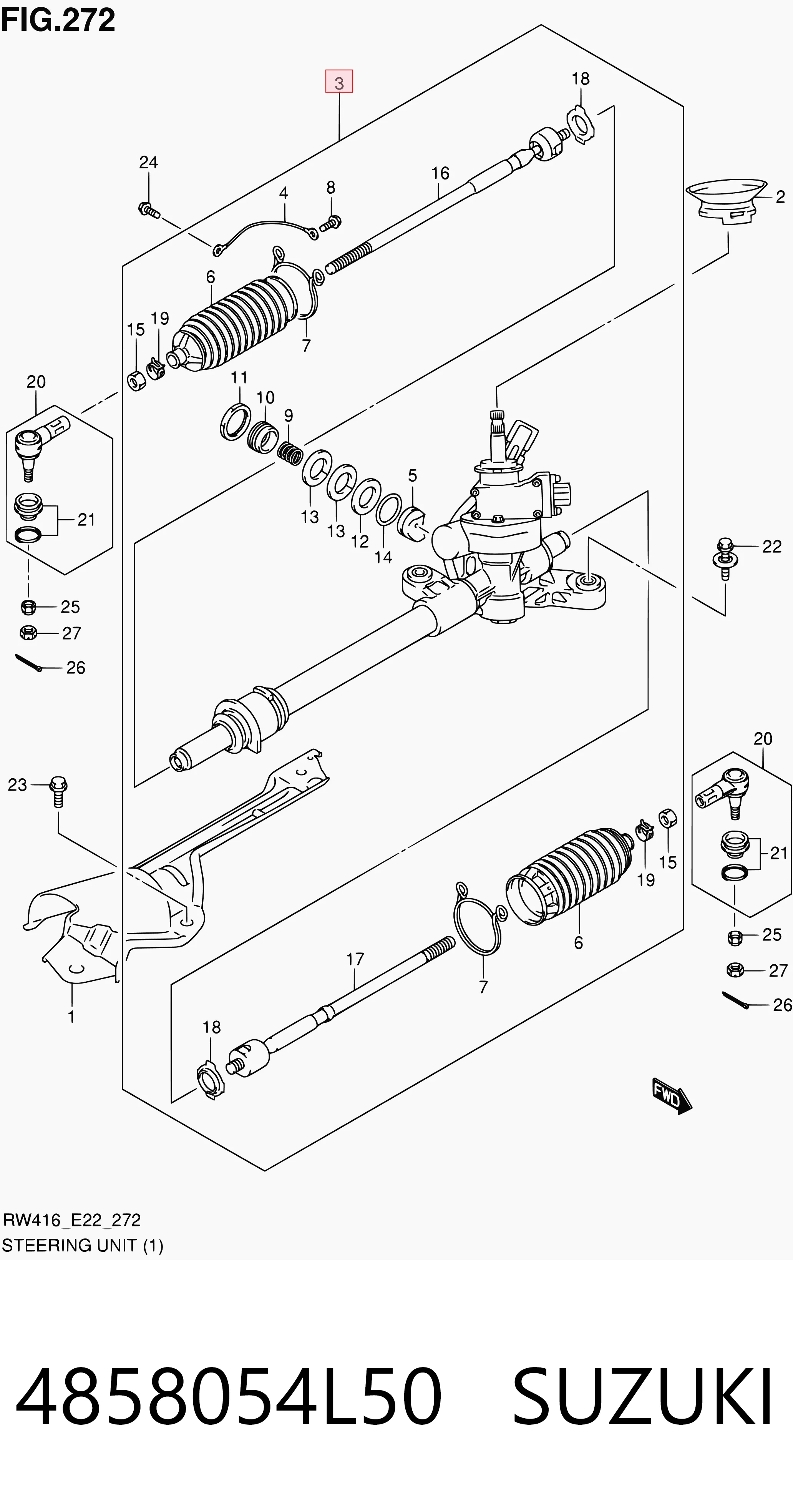 4858054L50 Suzuki Cremalheira da direção