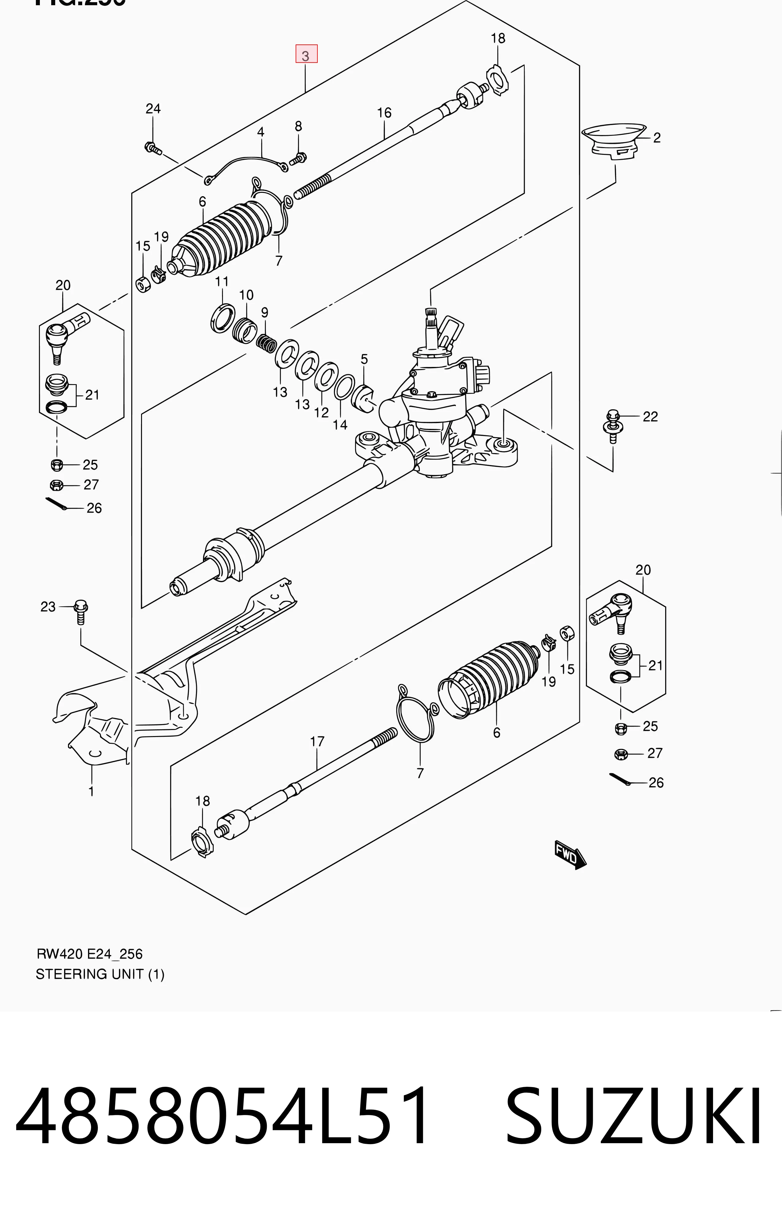 4858054L51 Suzuki Cremalheira da direção