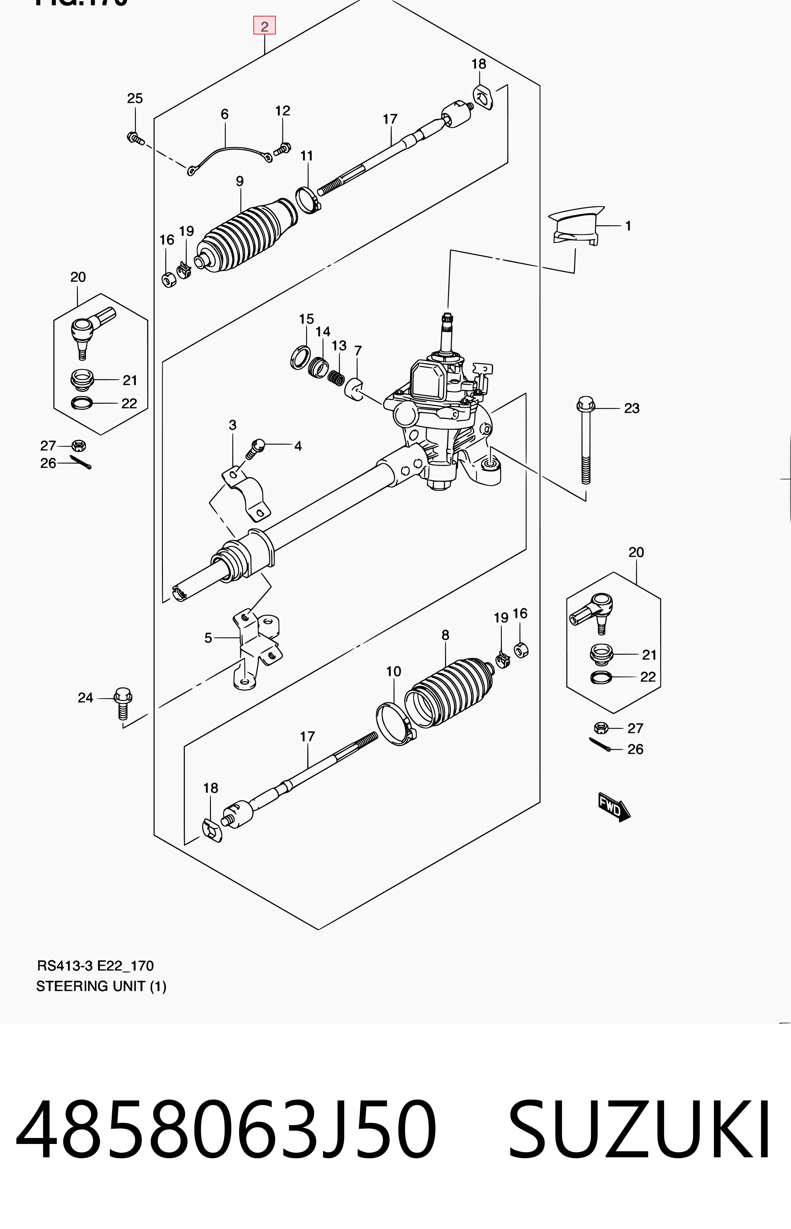 Cremalheira da direção para Suzuki Swift III RS