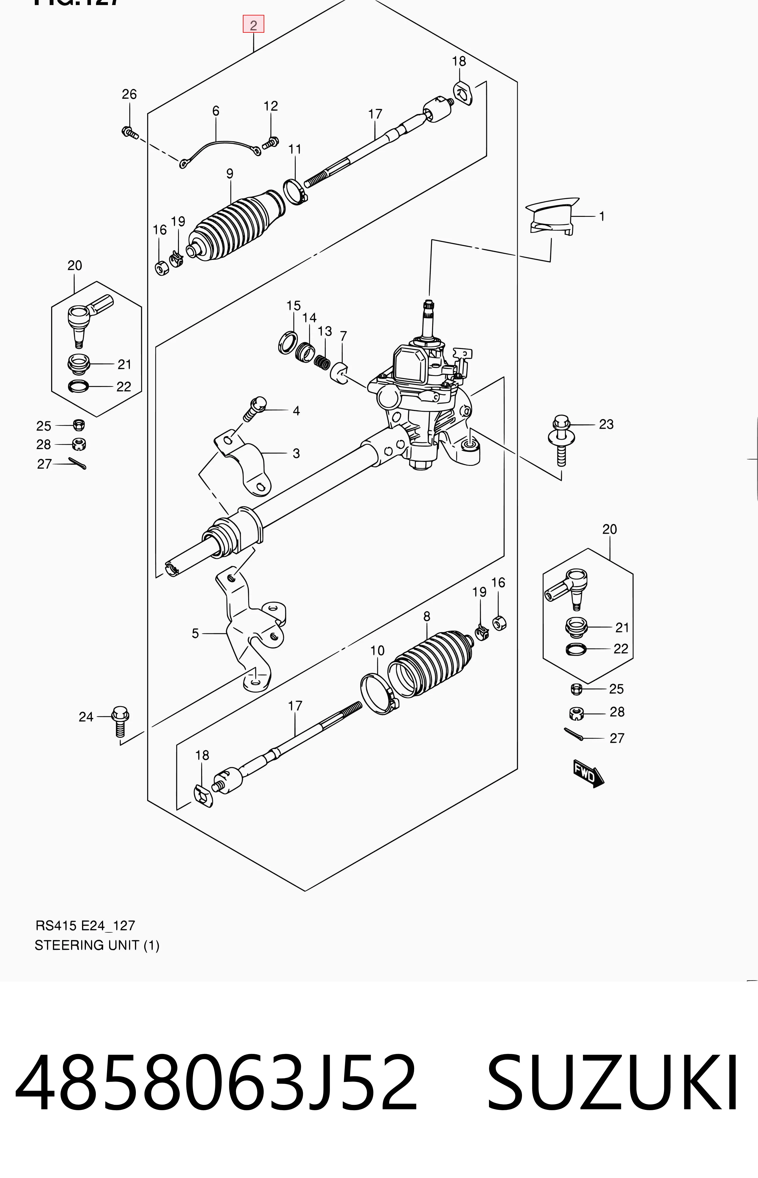 4858063J52 Suzuki Cremalheira da direção