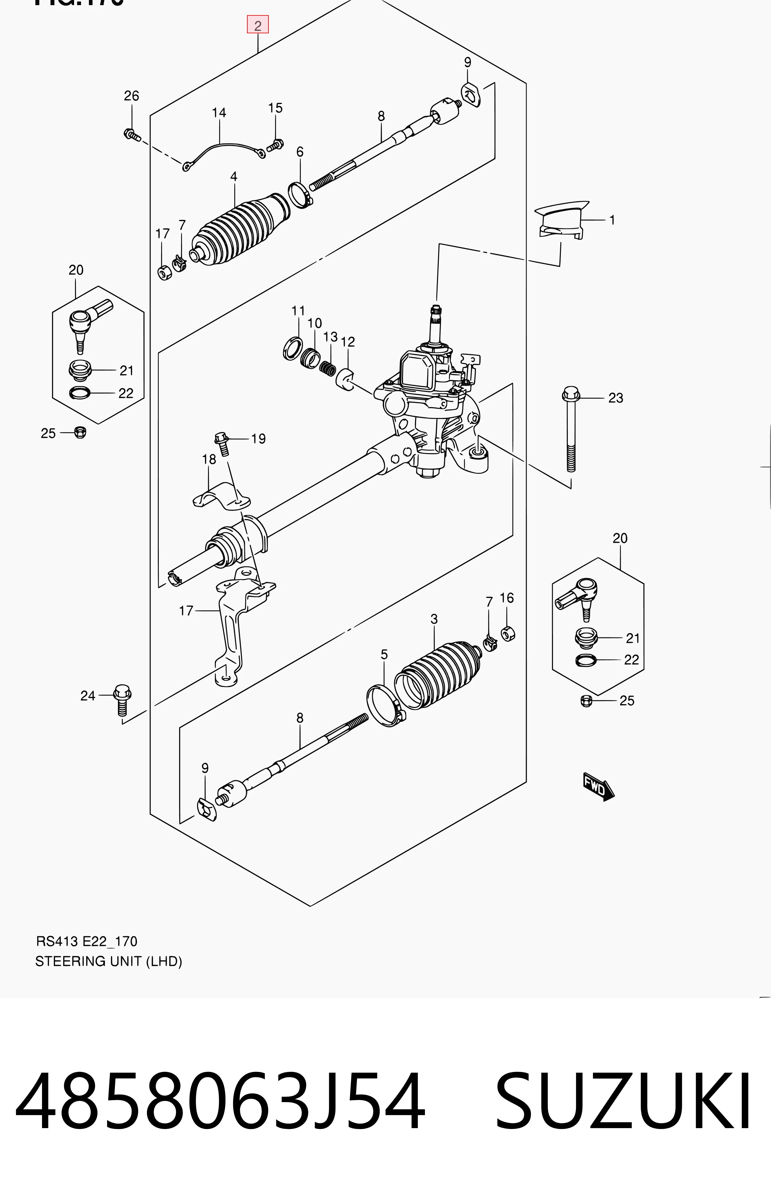 4858063J54 Suzuki Cremalheira da direção