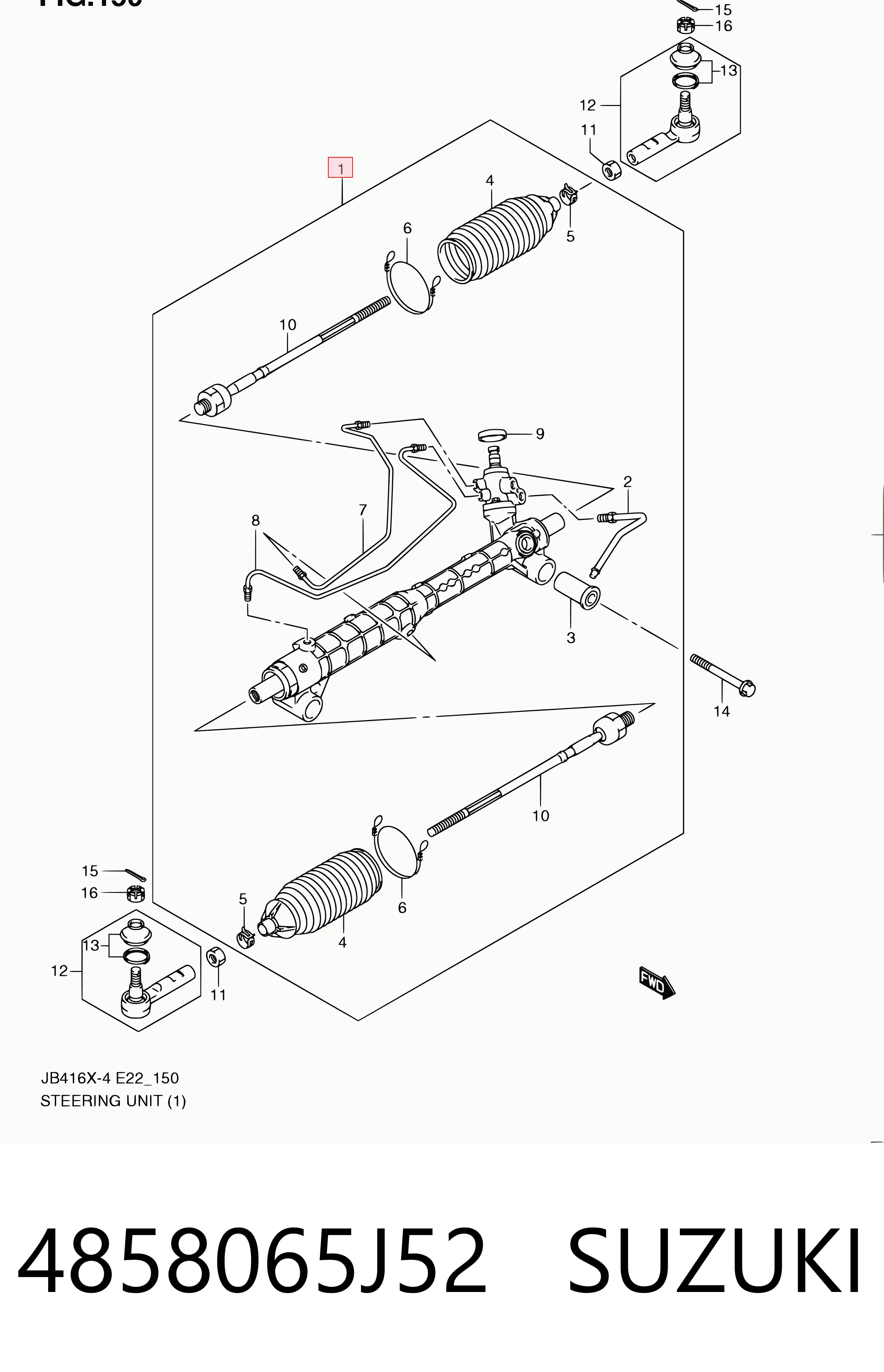 4858065J52 Suzuki Cremalheira da direção