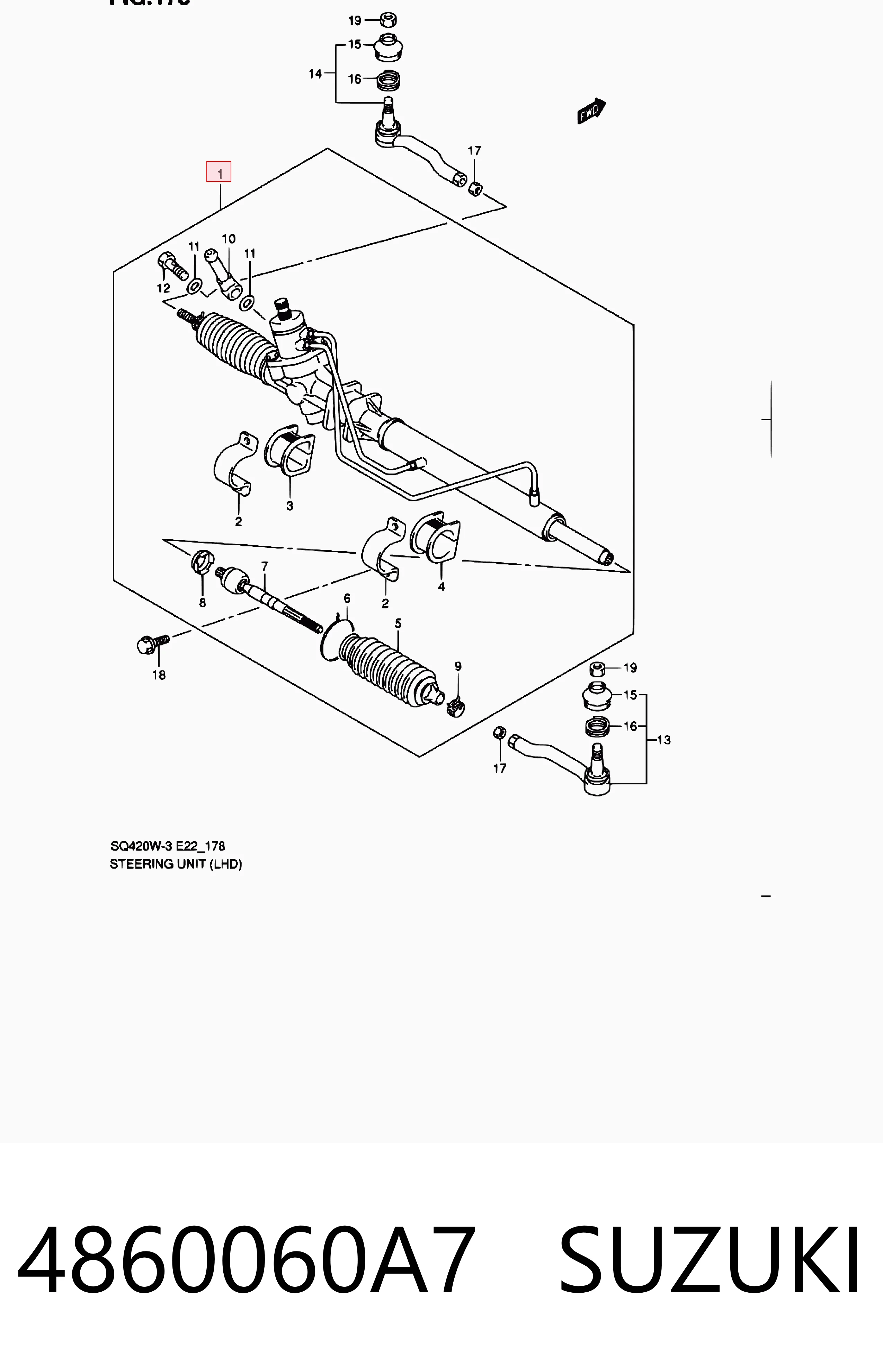 4860060A7 Suzuki Cremalheira da direção