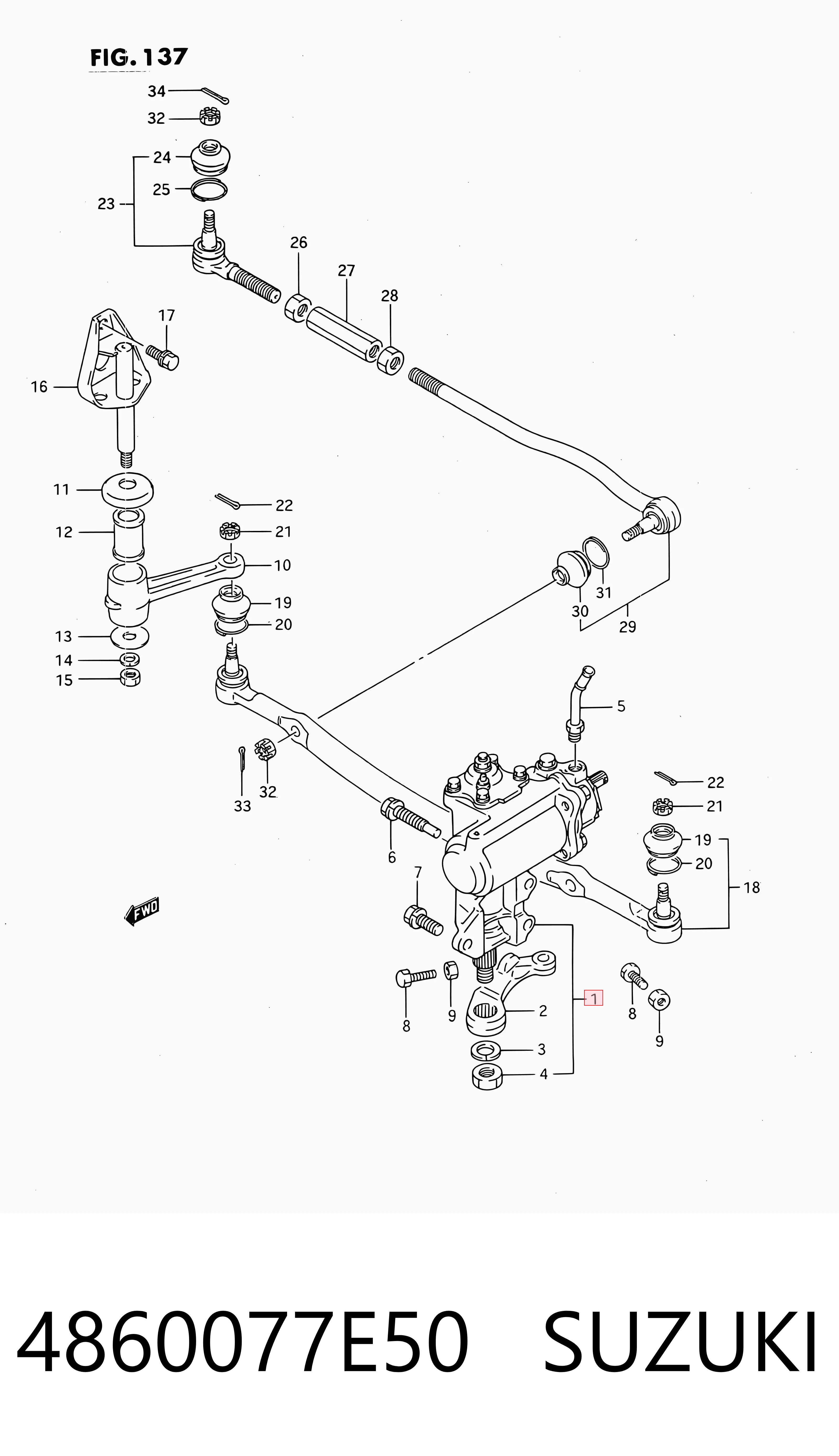 4860077E50 Suzuki Cremalheira da direção
