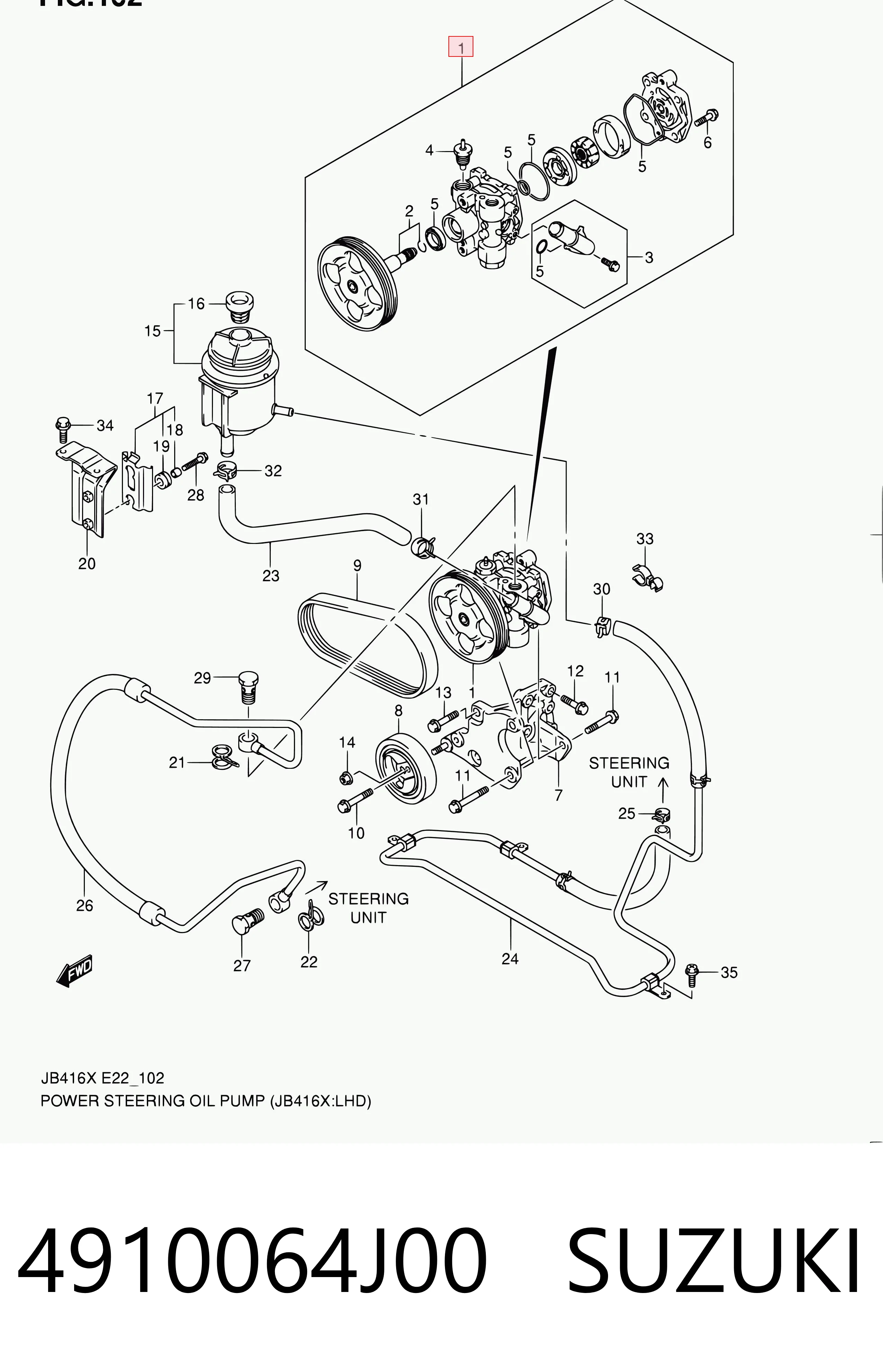 4910064J00 Suzuki Bomba da Direção hidrâulica assistida