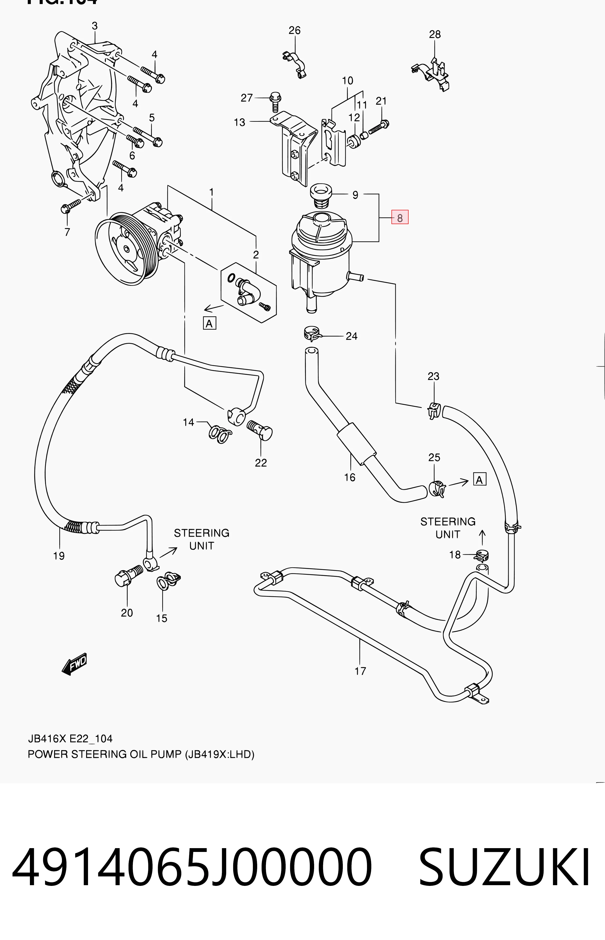 Tanque de bomba da Direção hidrâulica assistida Suzuki Grand Vitara  JB