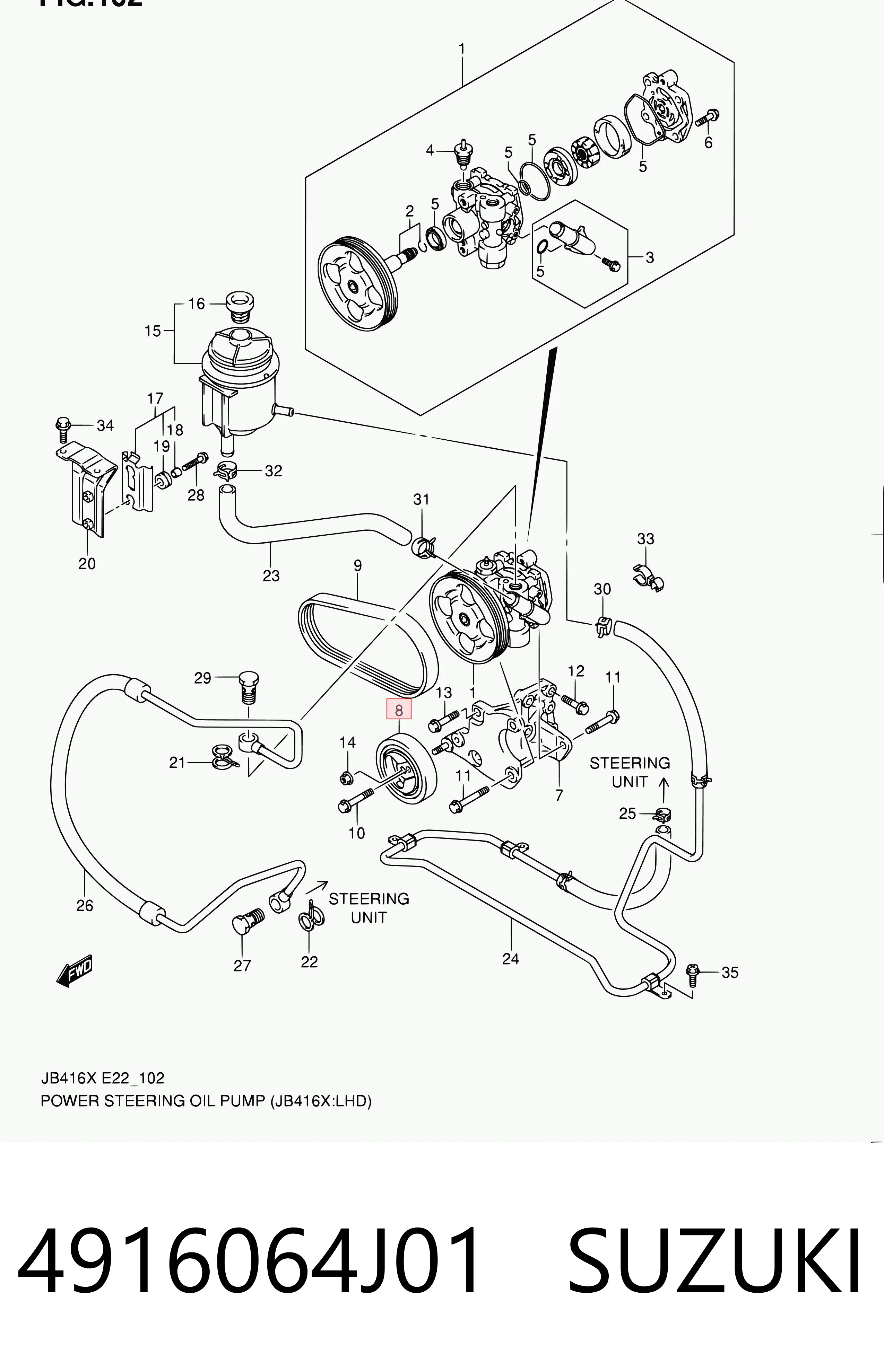 4916064J01 Suzuki Rolo de reguladora de tensão da correia de transmissão