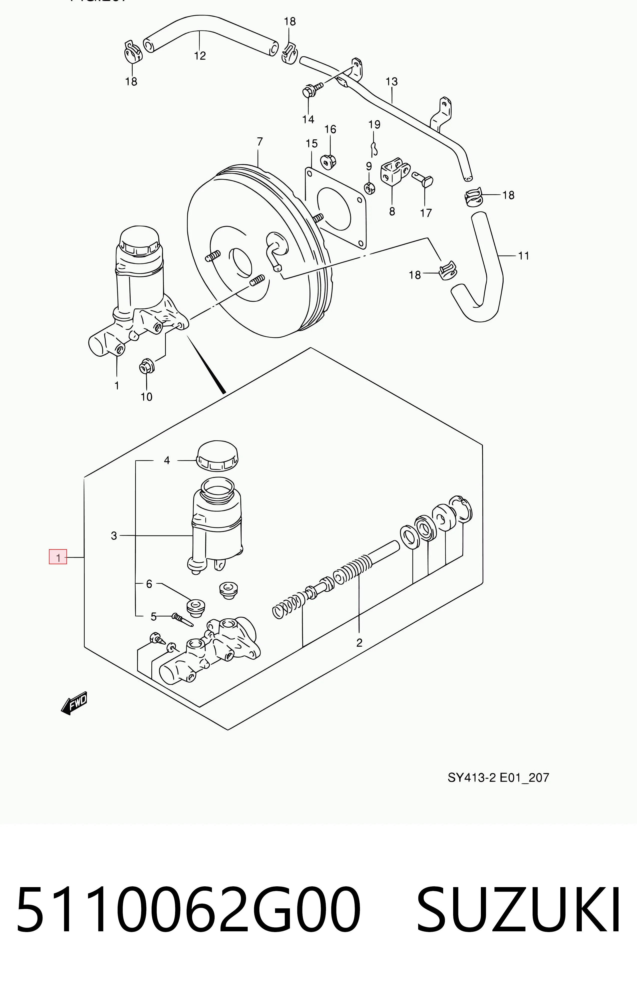 Cilindro mestre do freio para Suzuki Baleno  EG