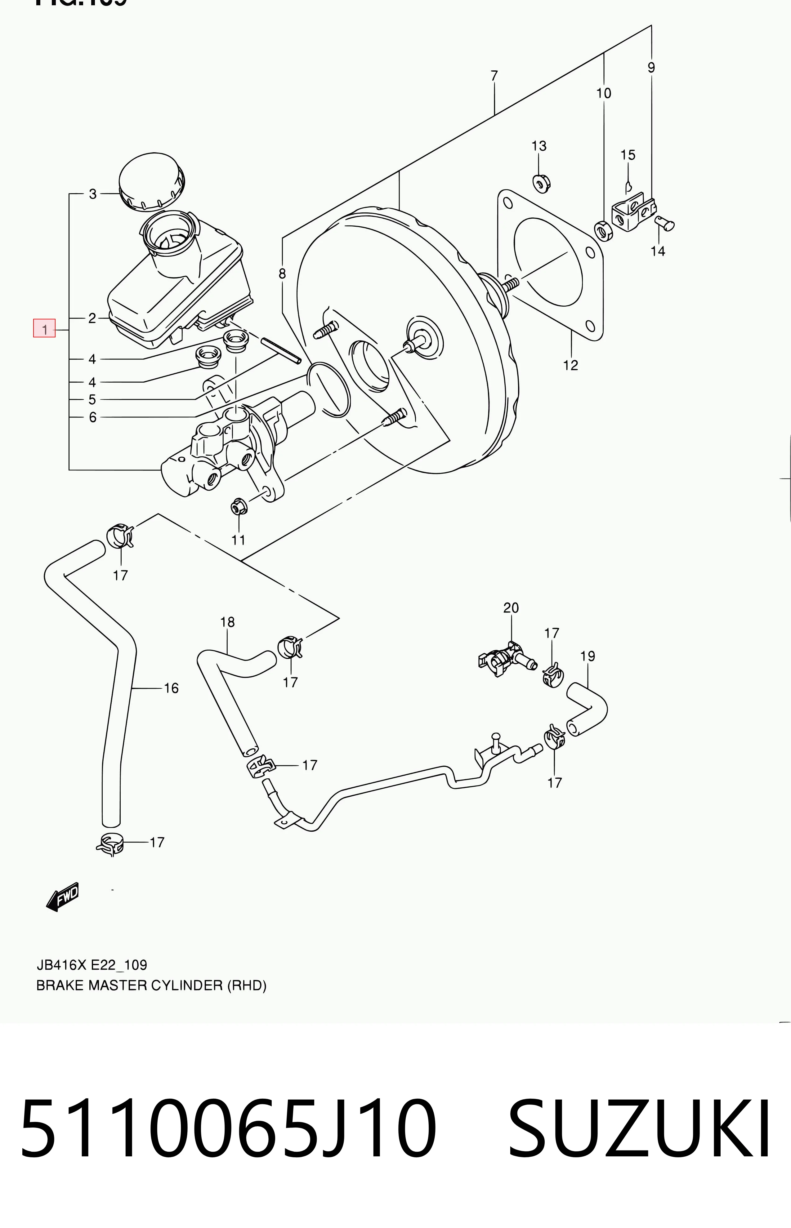5110065J10 Suzuki Cilindro mestre do freio