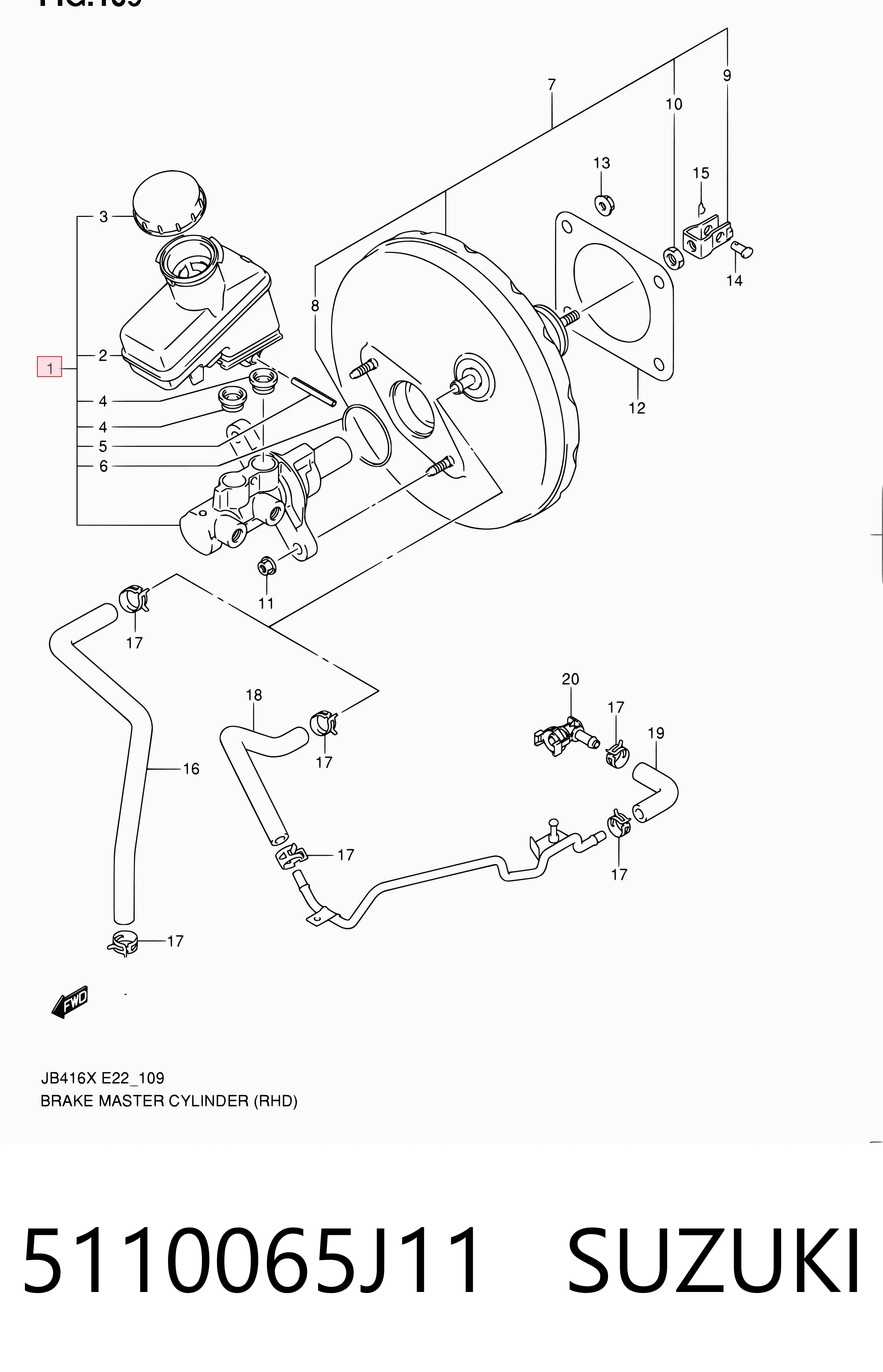 5110065J11 Suzuki Cilindro mestre do freio