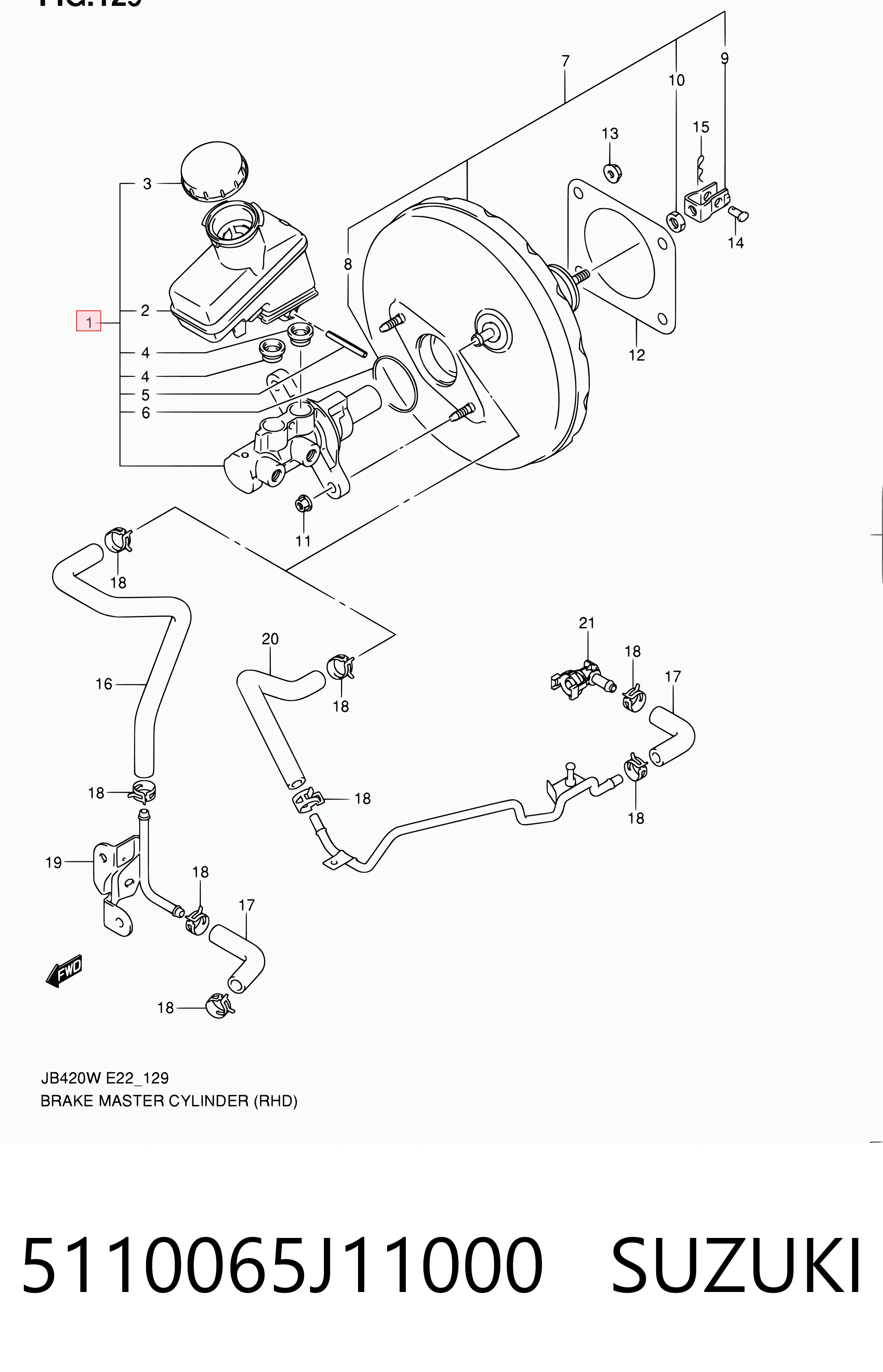 5110065J11000 Suzuki Cilindro mestre do freio