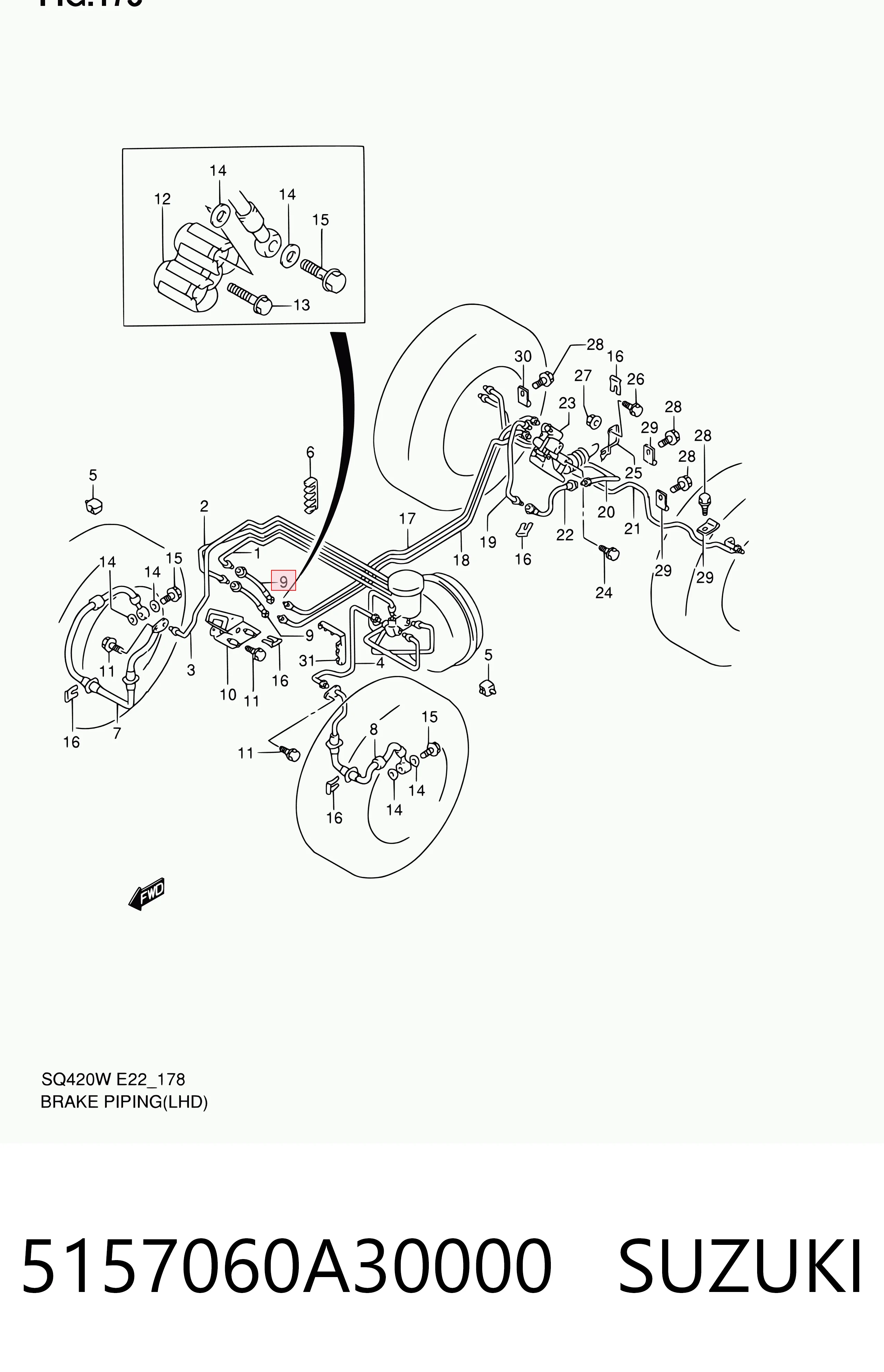  Mangueira do freio dianteira Suzuki Grand Vitara SUV (FT, HT) (1998 - 2005) 