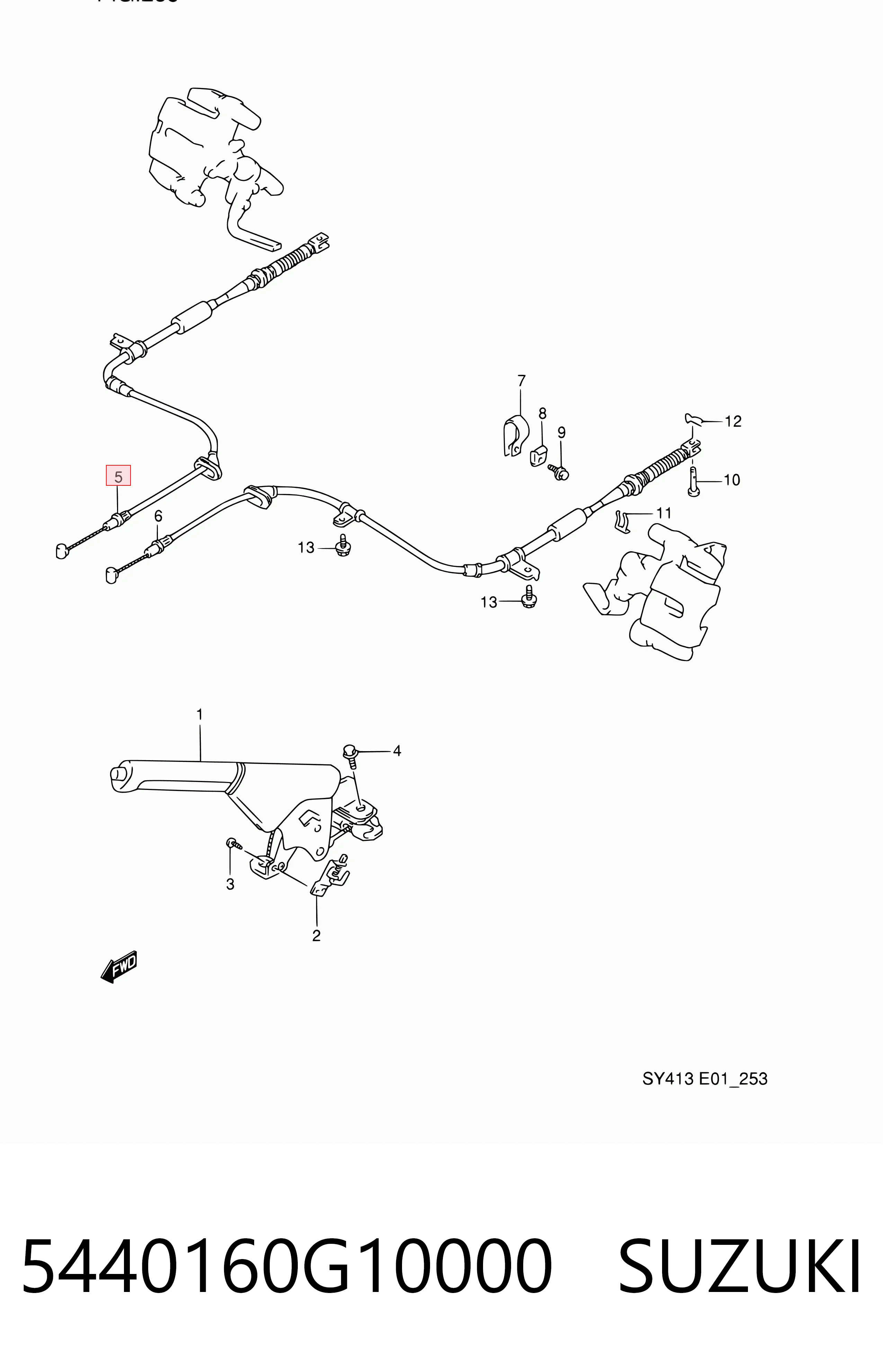 Cabo do freio de estacionamento traseiro direito Suzuki Baleno  EG