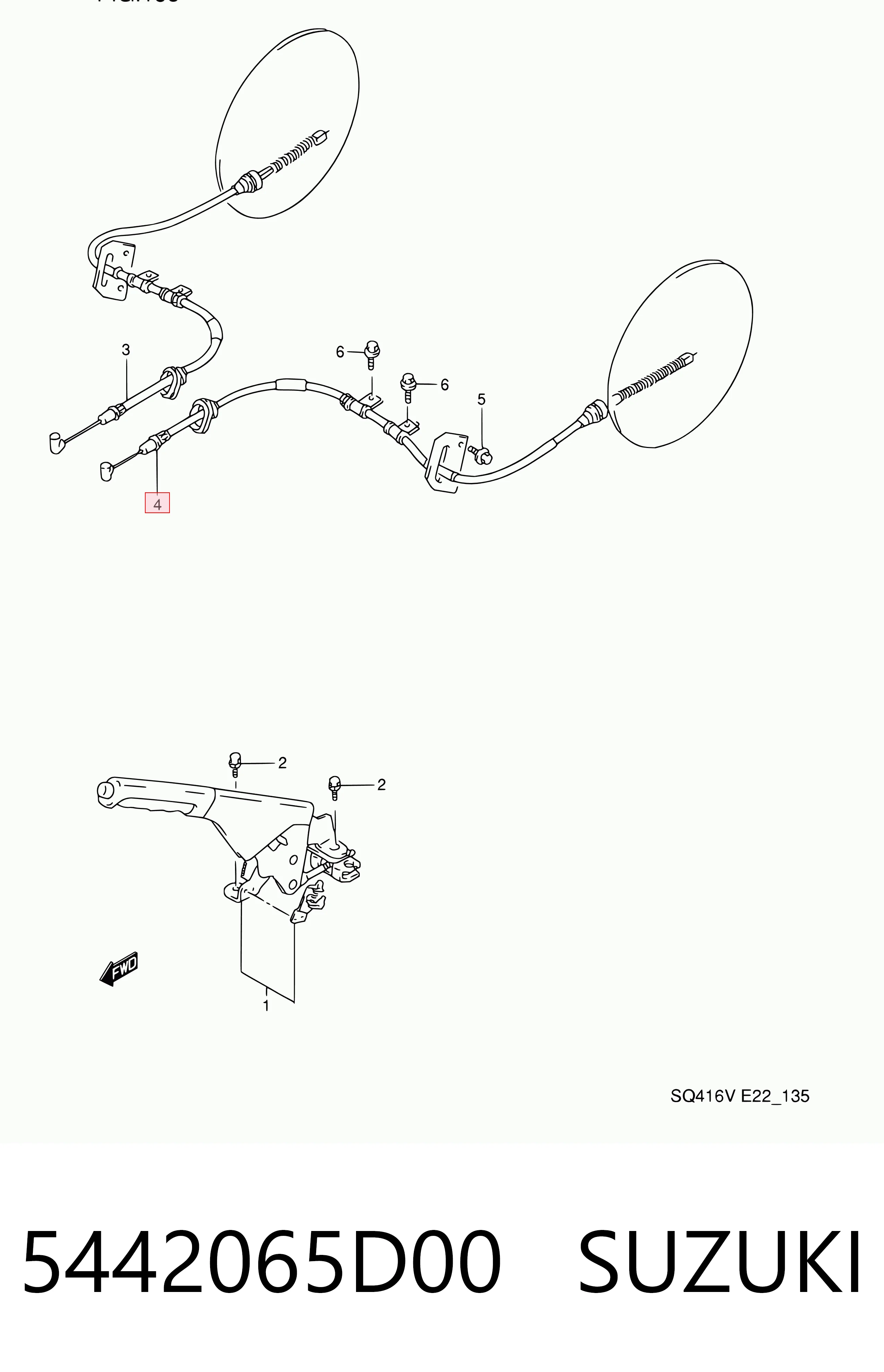 Cabo do freio de estacionamento traseiro esquerdo para Suzuki Grand Vitara FT, HT