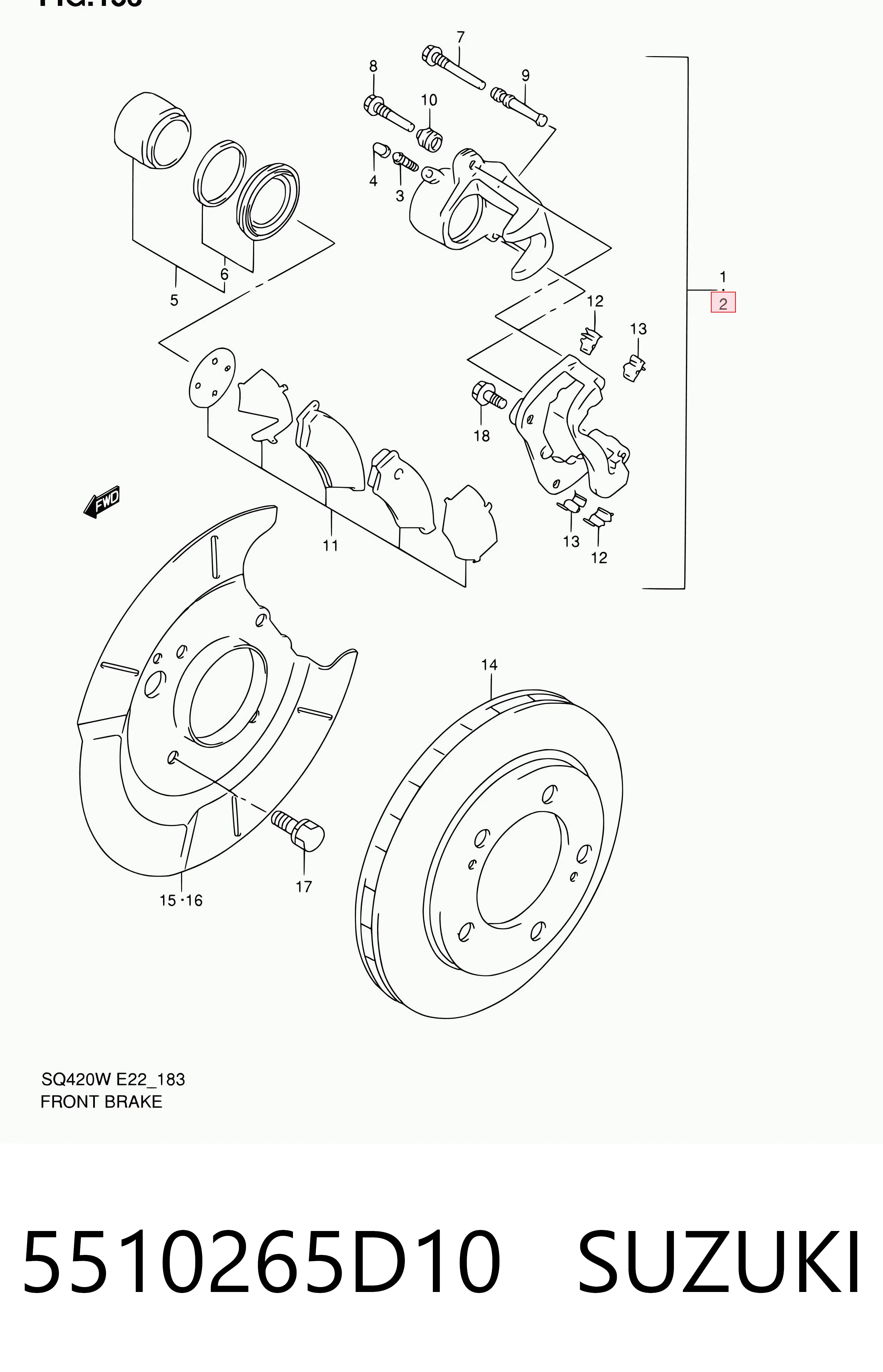 5510265D10 Suzuki Suporte do freio dianteiro esquerdo