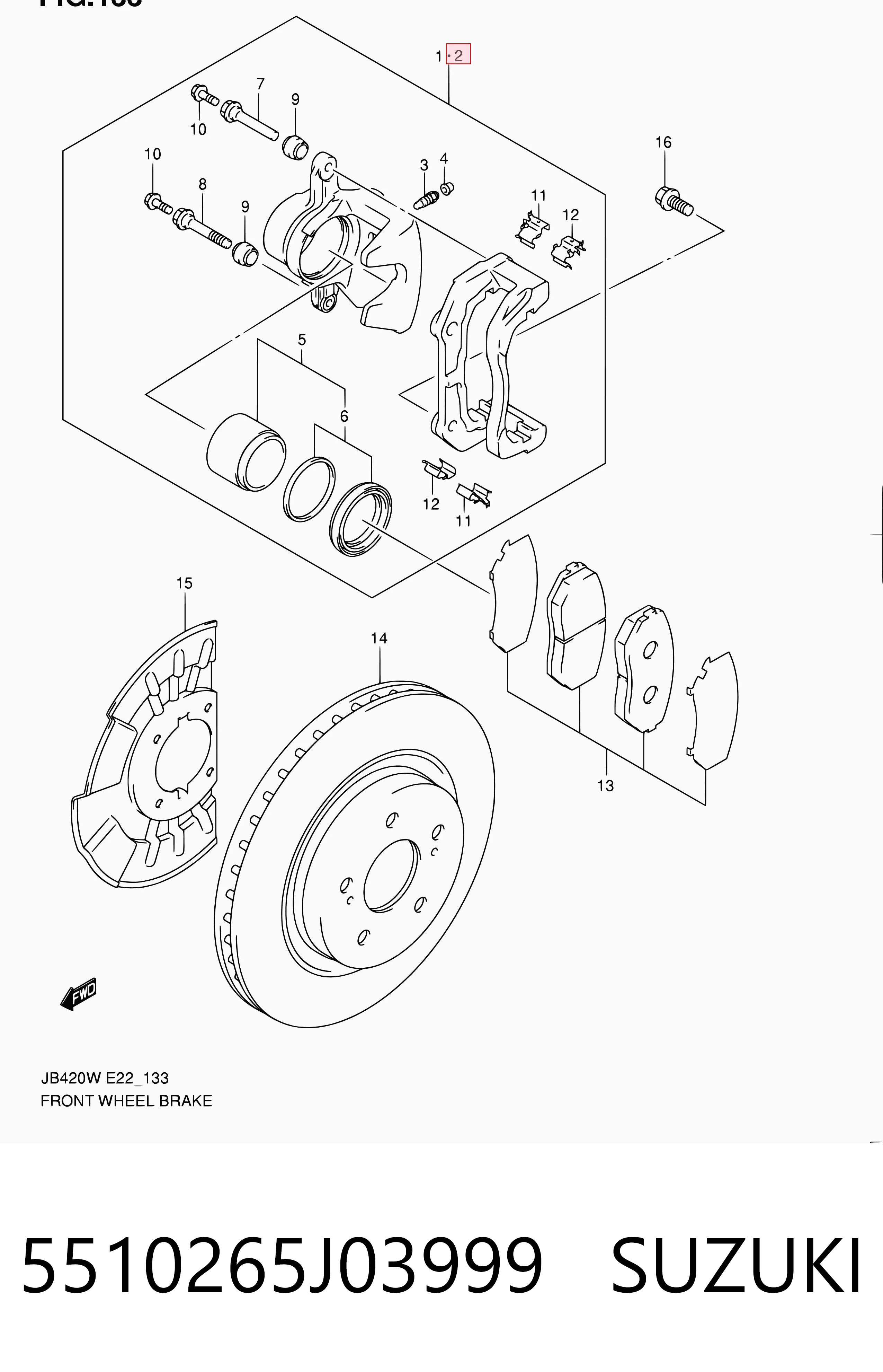 5510265J03999 Suzuki Suporte do freio dianteiro esquerdo