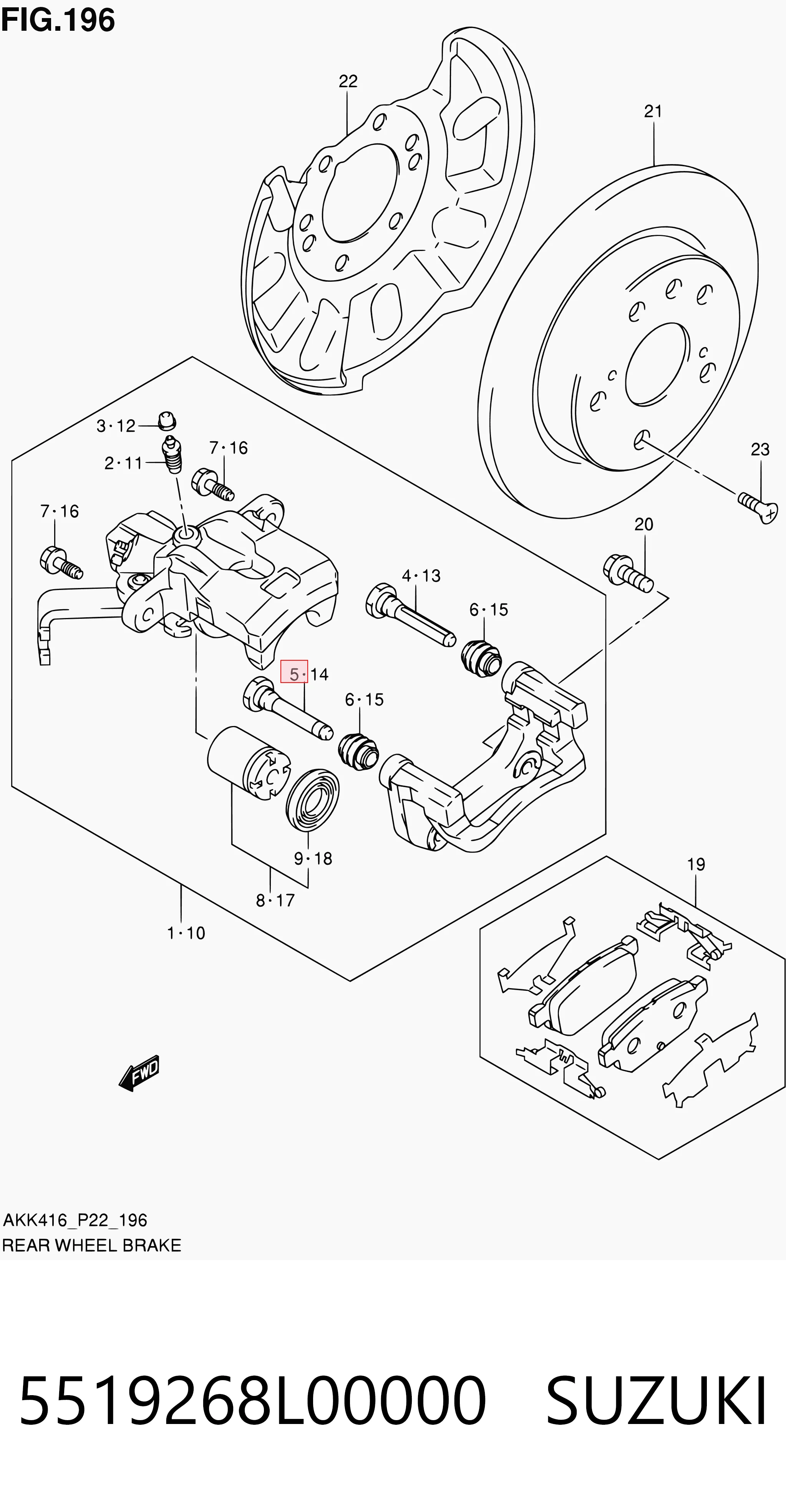 Guia de suporte dianteiro EXRP40225 Euroex