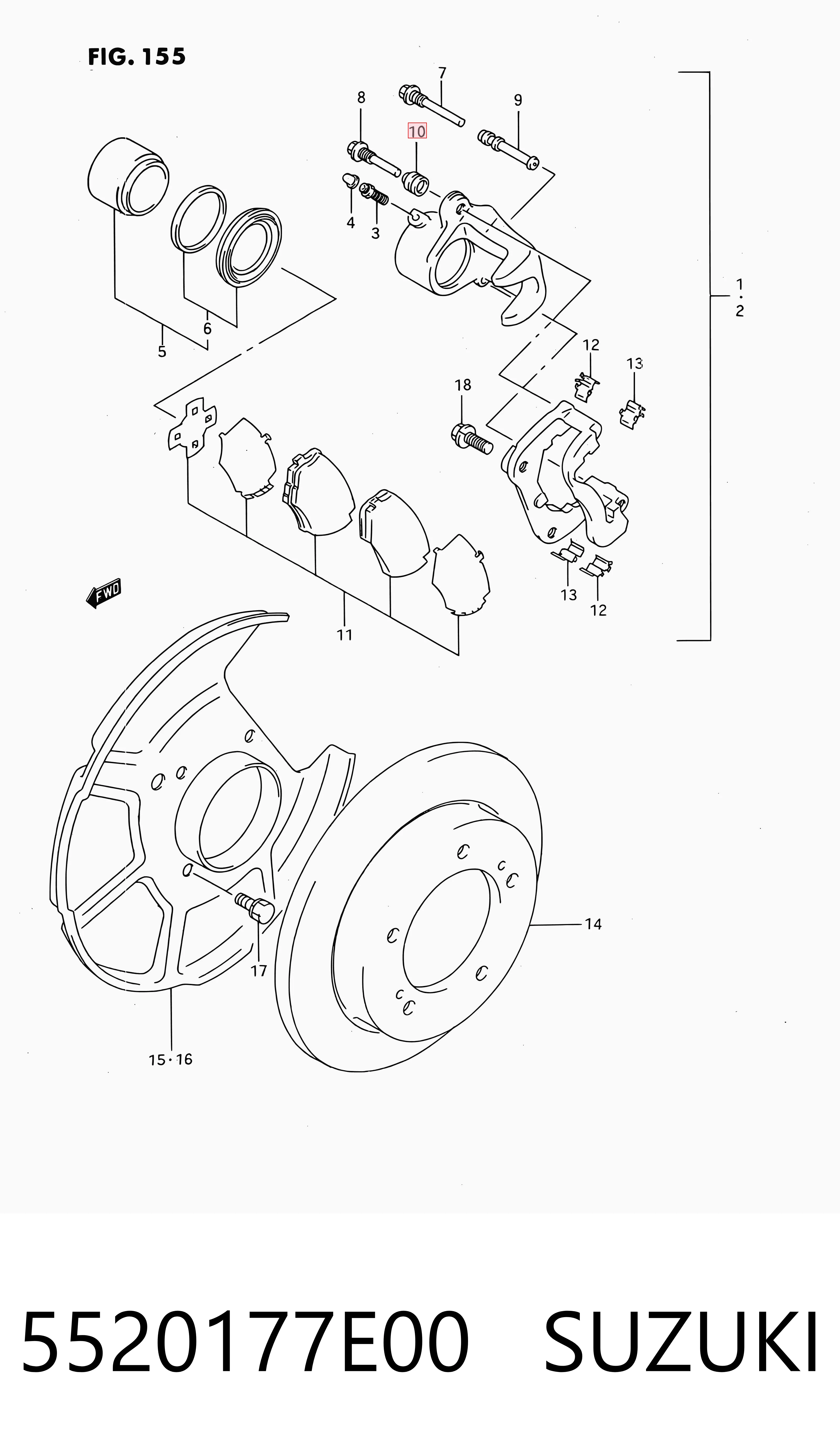 5520177E00 Suzuki Kit de reparação de suporte do freio dianteiro