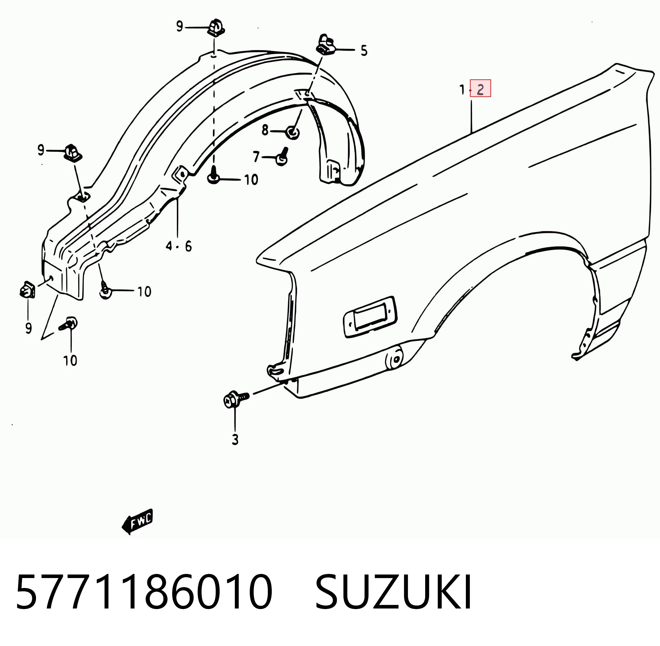 Pára-lama dianteiro esquerdo para Suzuki Swift AA