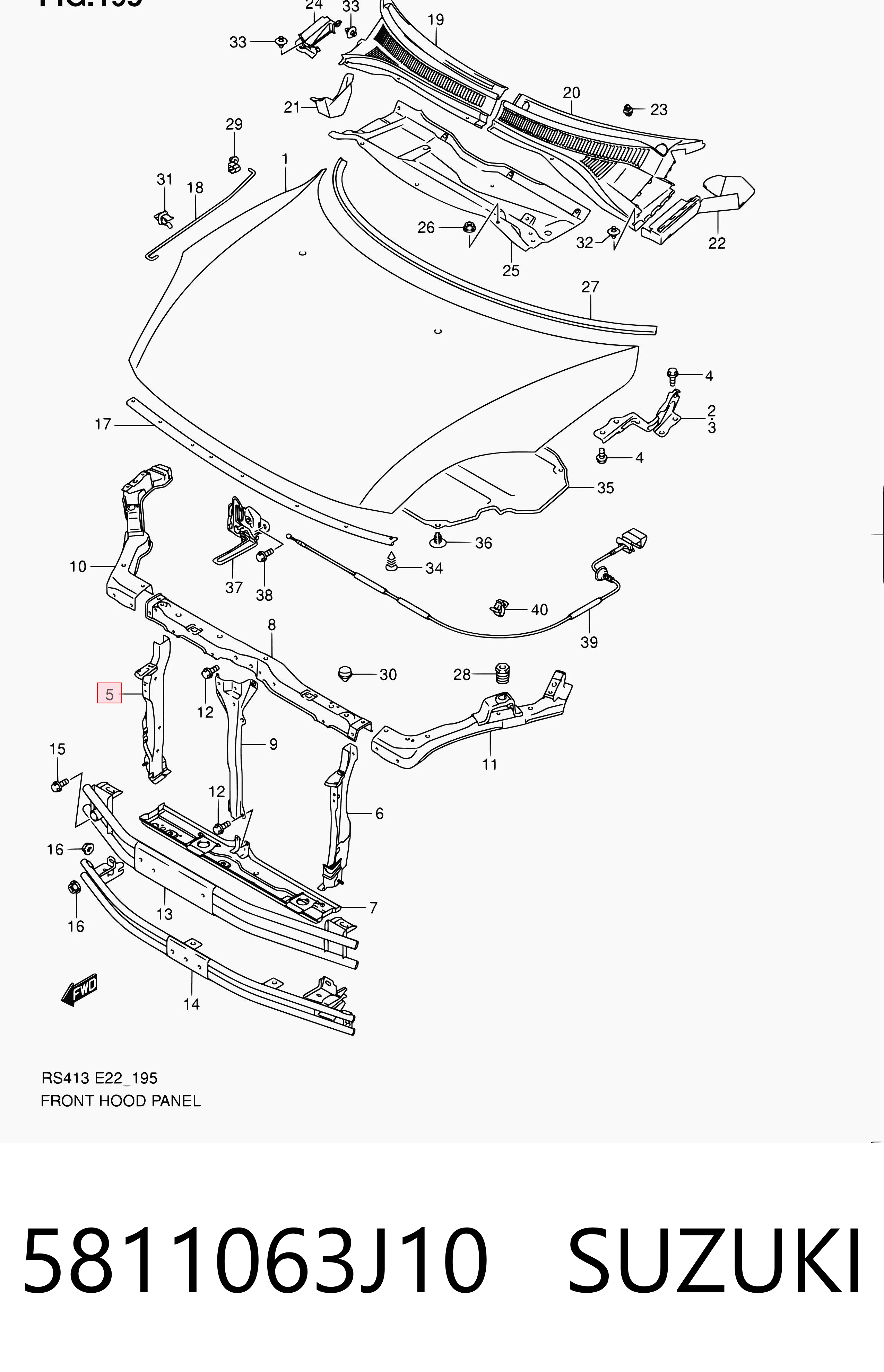5811063J10 Suzuki Suporte direito do radiador (painel de montagem de fixação das luzes)