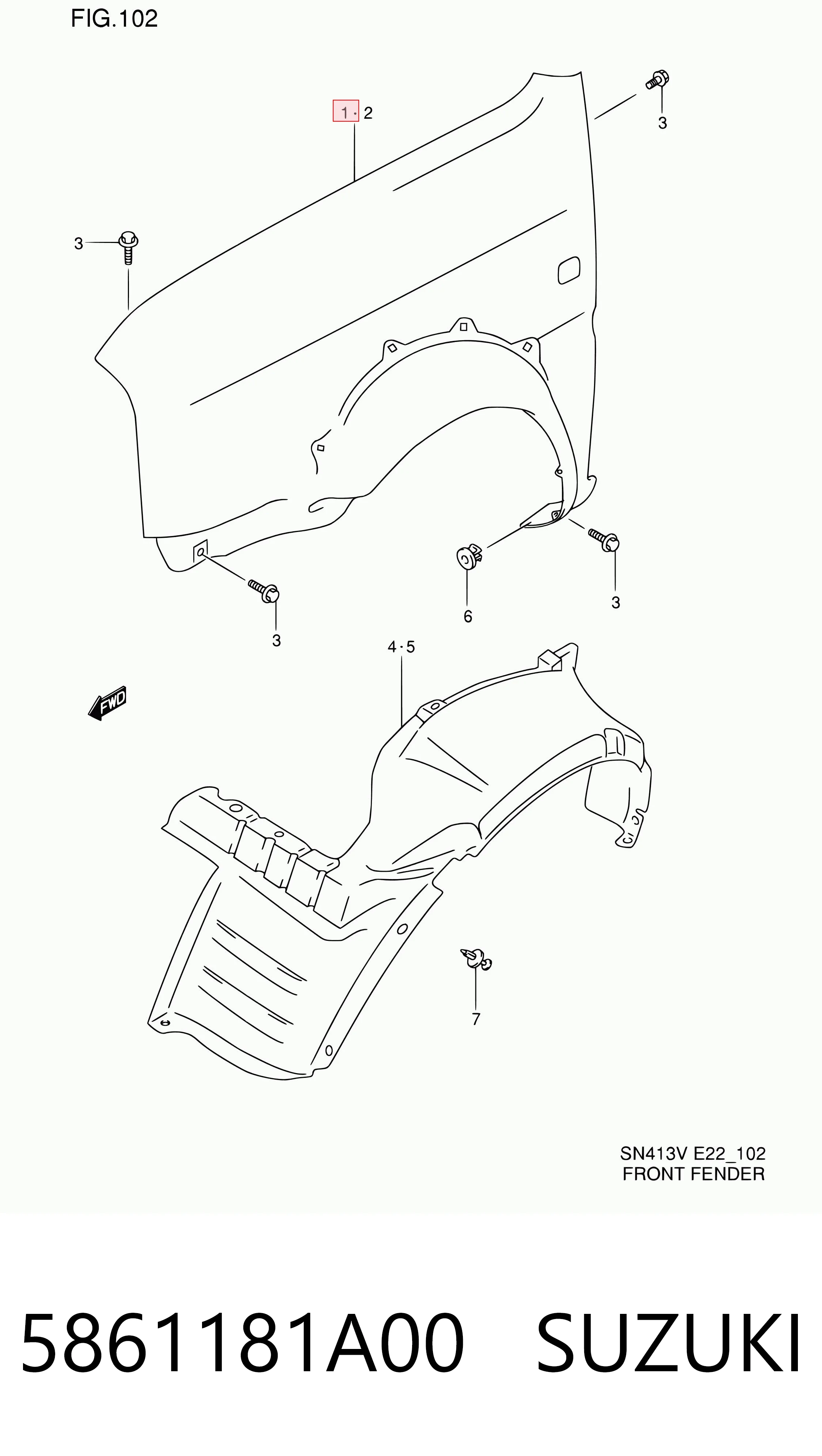 Pára-lama dianteiro direito para Suzuki Jimny  FJ