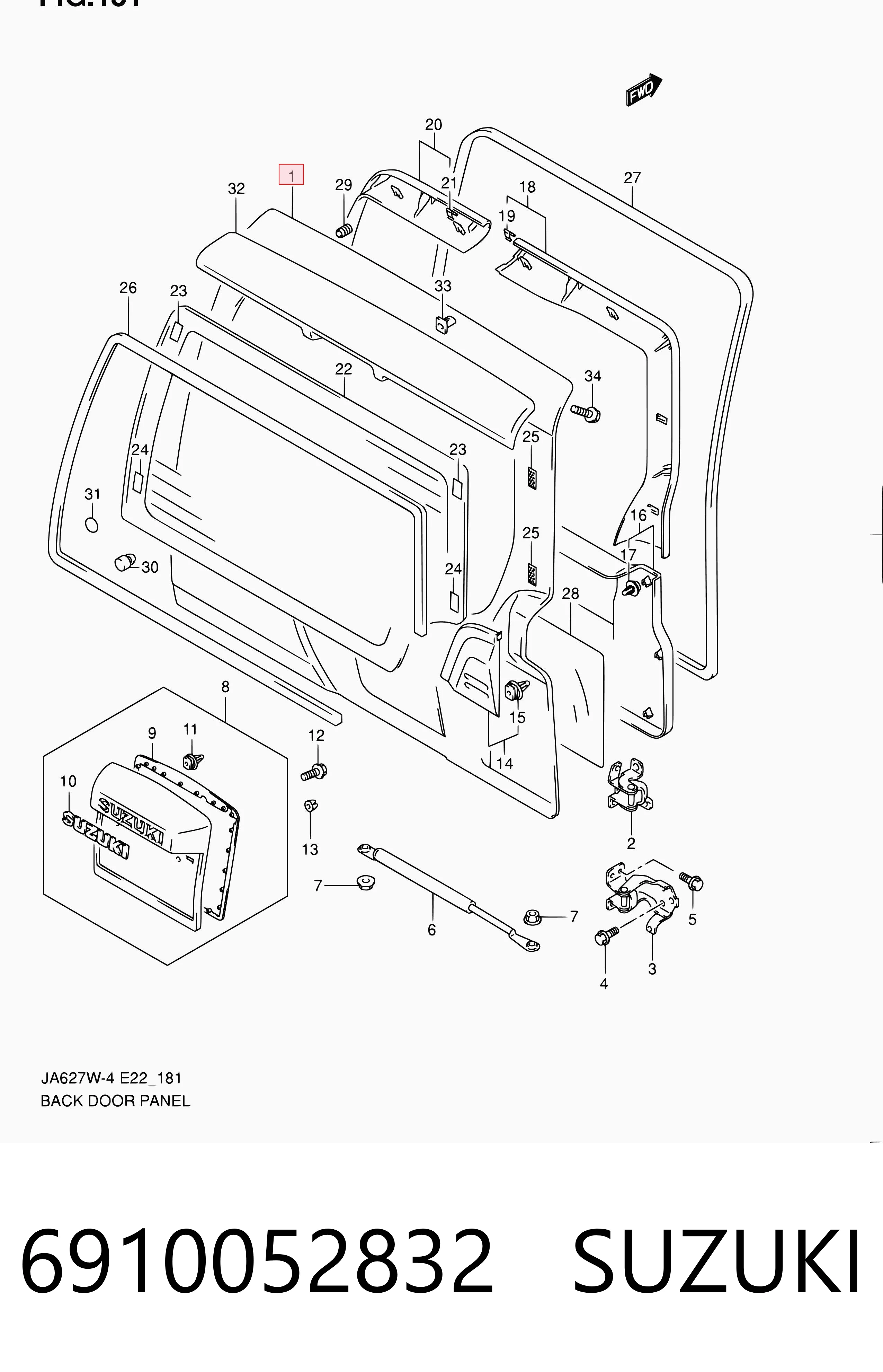 Porta traseira (3ª/5ª porta-malas (tampa de alcapão) Suzuki Grand Vitara  FT, HT ao melhor preço