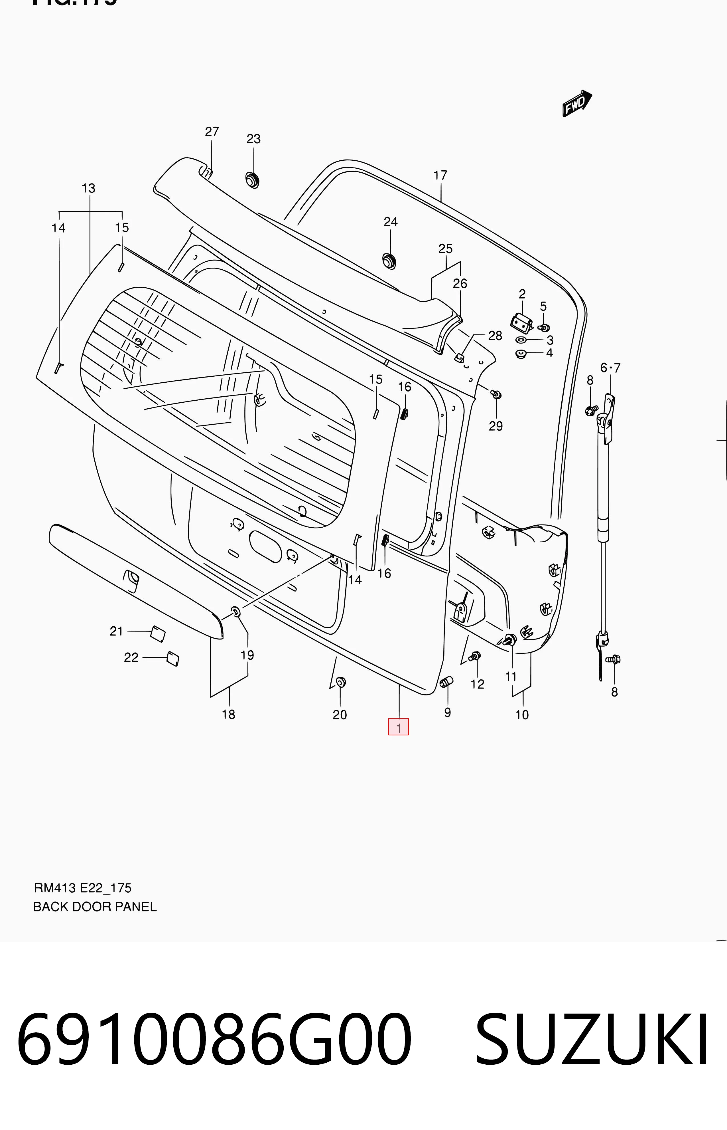 Porta traseira (3ª/5ª porta-malas (tampa de alcapão) para Suzuki Ignis II FH