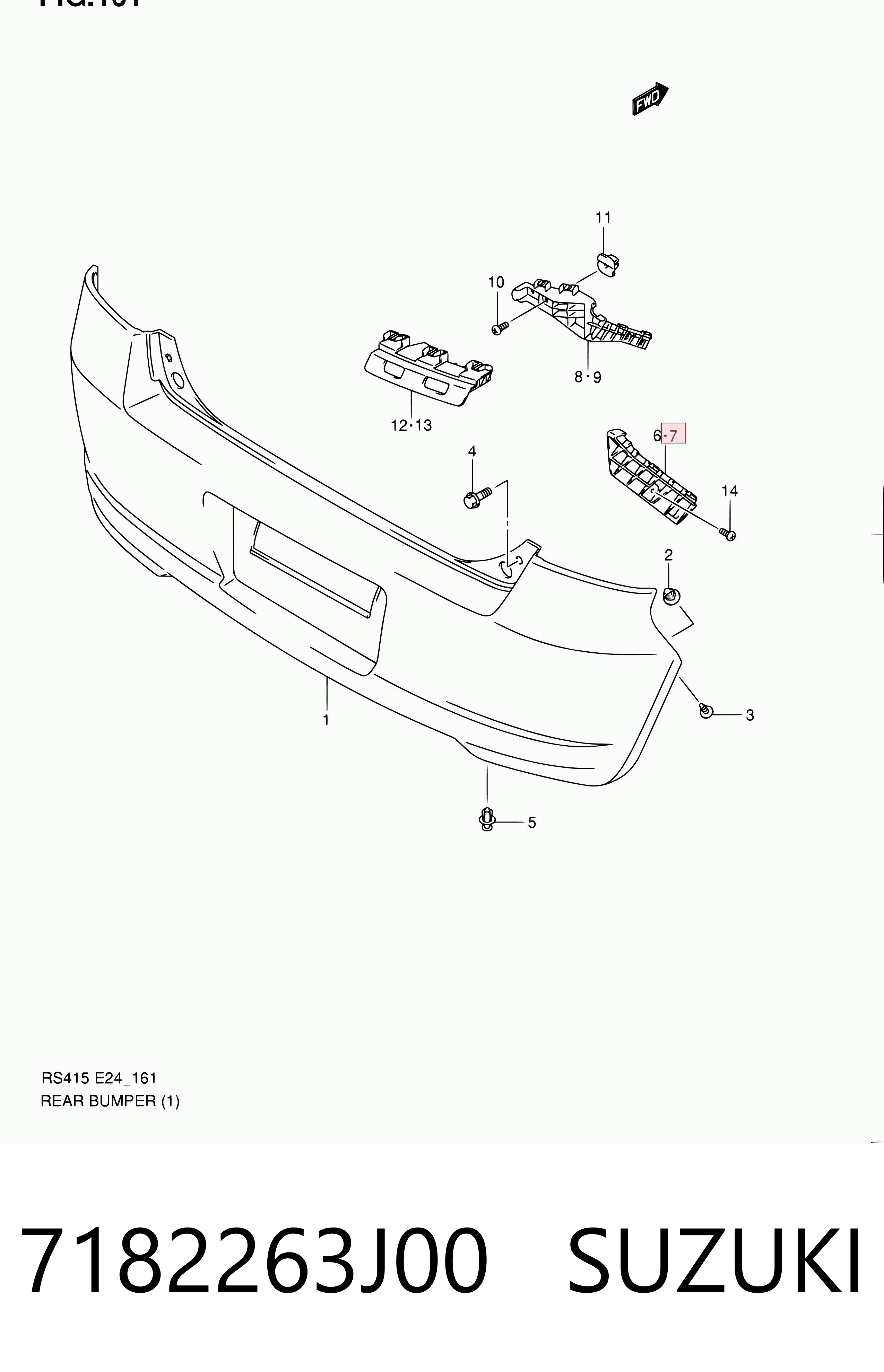 7182263J00 Suzuki Consola direita do pára-choque traseiro
