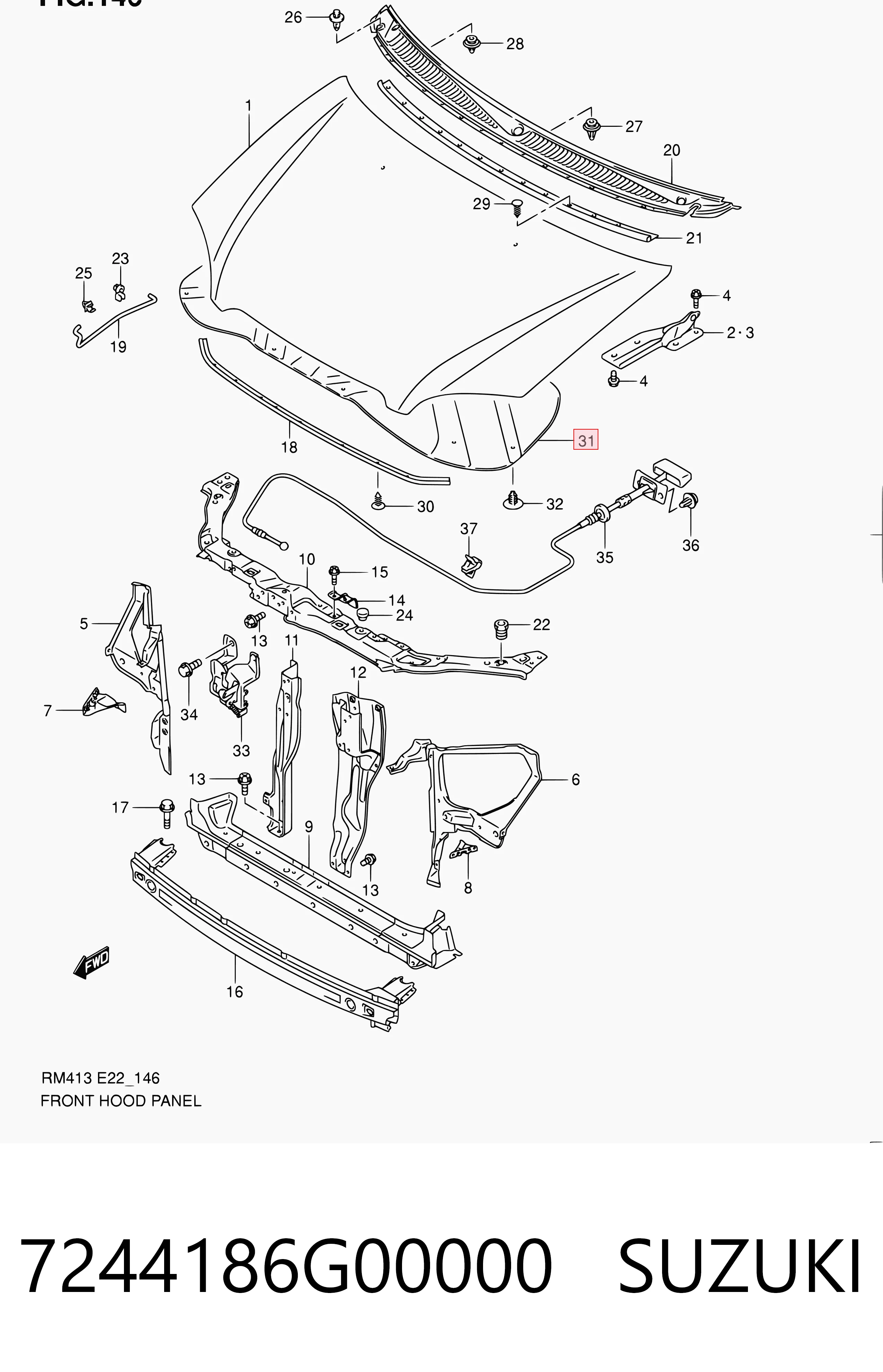 Isolamento de ruído da capota para Suzuki Ignis FH