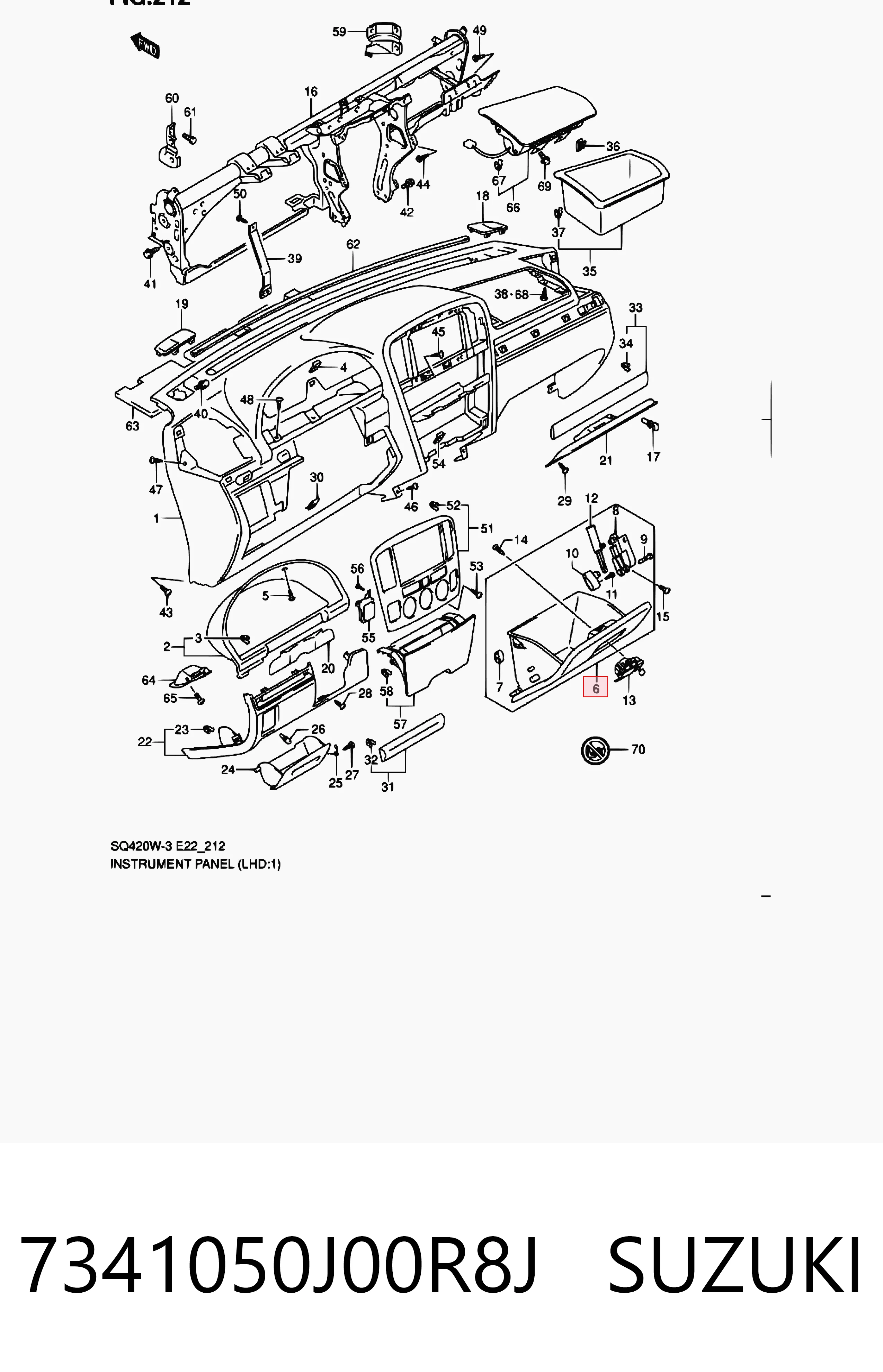 Caixa para porta-luvas (porta-luvas) Suzuki Grand Vitara  FT, HT ao melhor preço