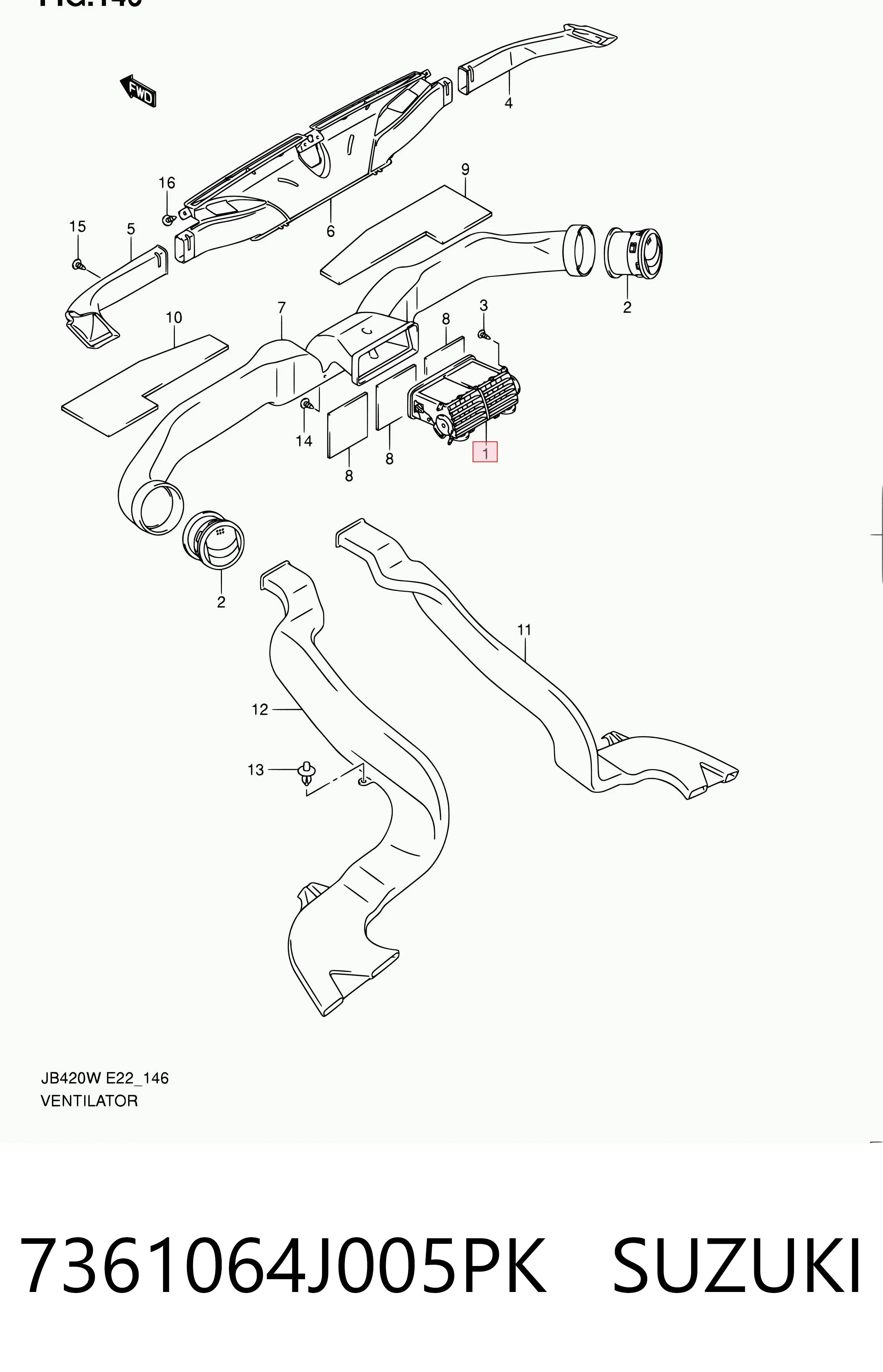 7361064J005PK Suzuki Grelha de ventilação de salão no "painel de instrumentos"