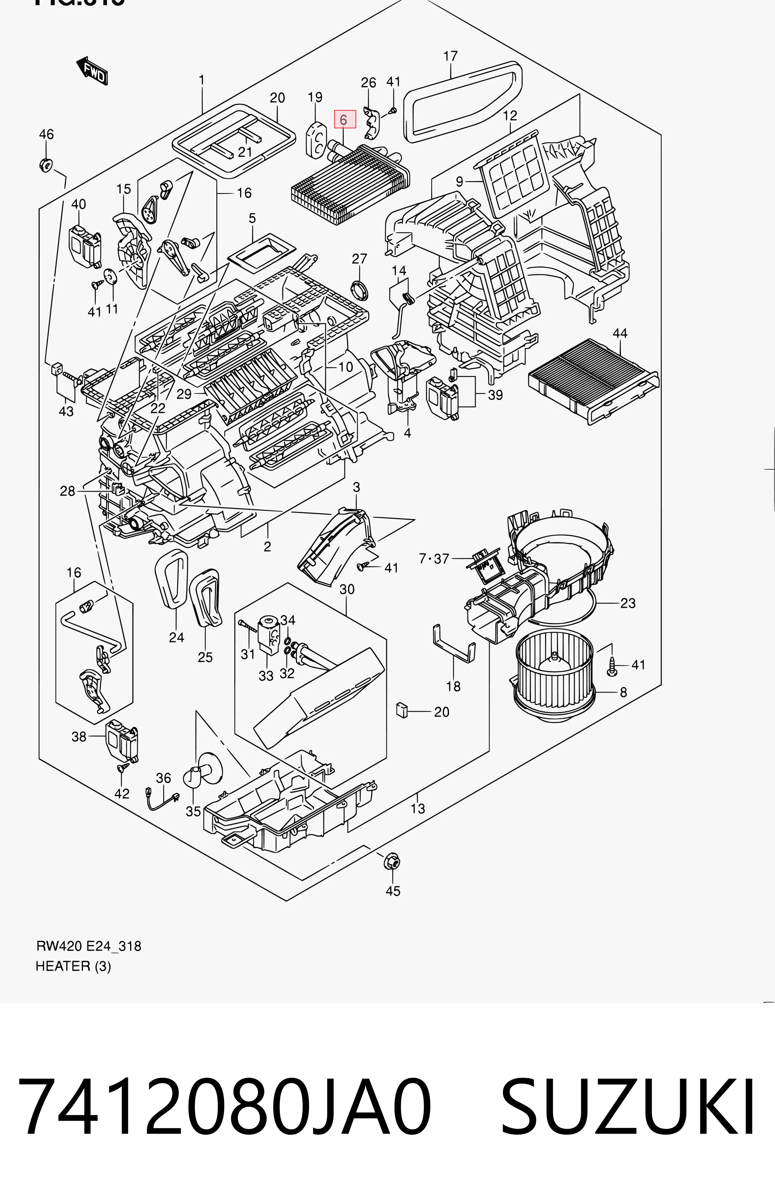 7412080JA0 Suzuki Radiador de forno (de aquecedor)