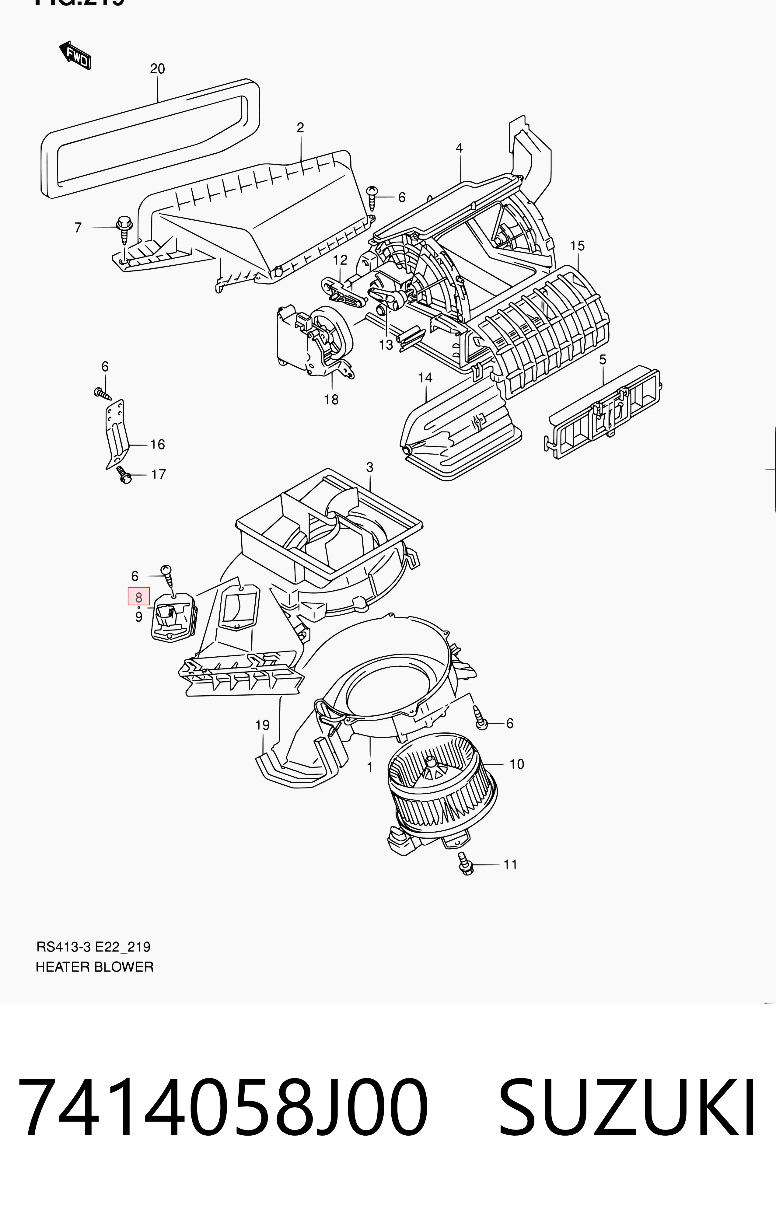 7414058J00 Suzuki Resistor (resistência) de ventilador de forno (de aquecedor de salão)