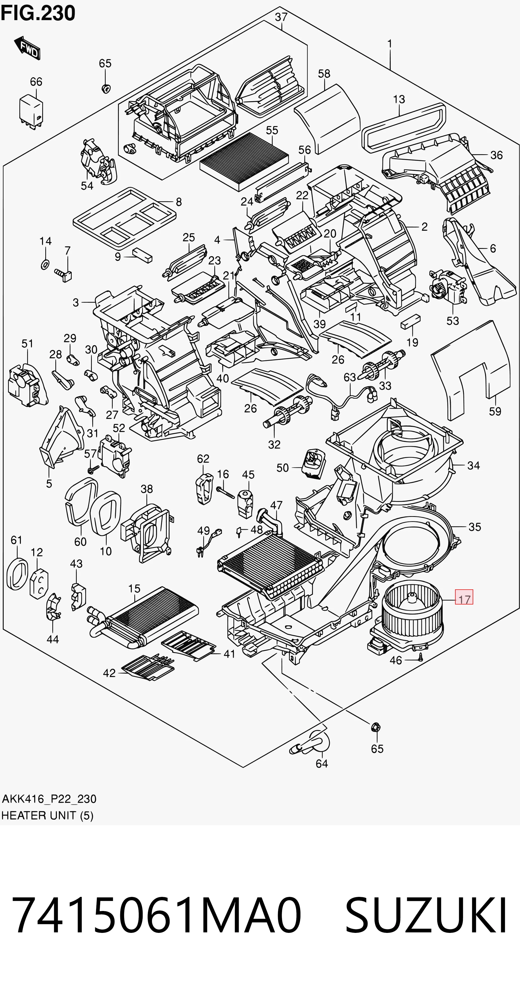 7415061MA0 Suzuki Motor de ventilador de forno (de aquecedor de salão)