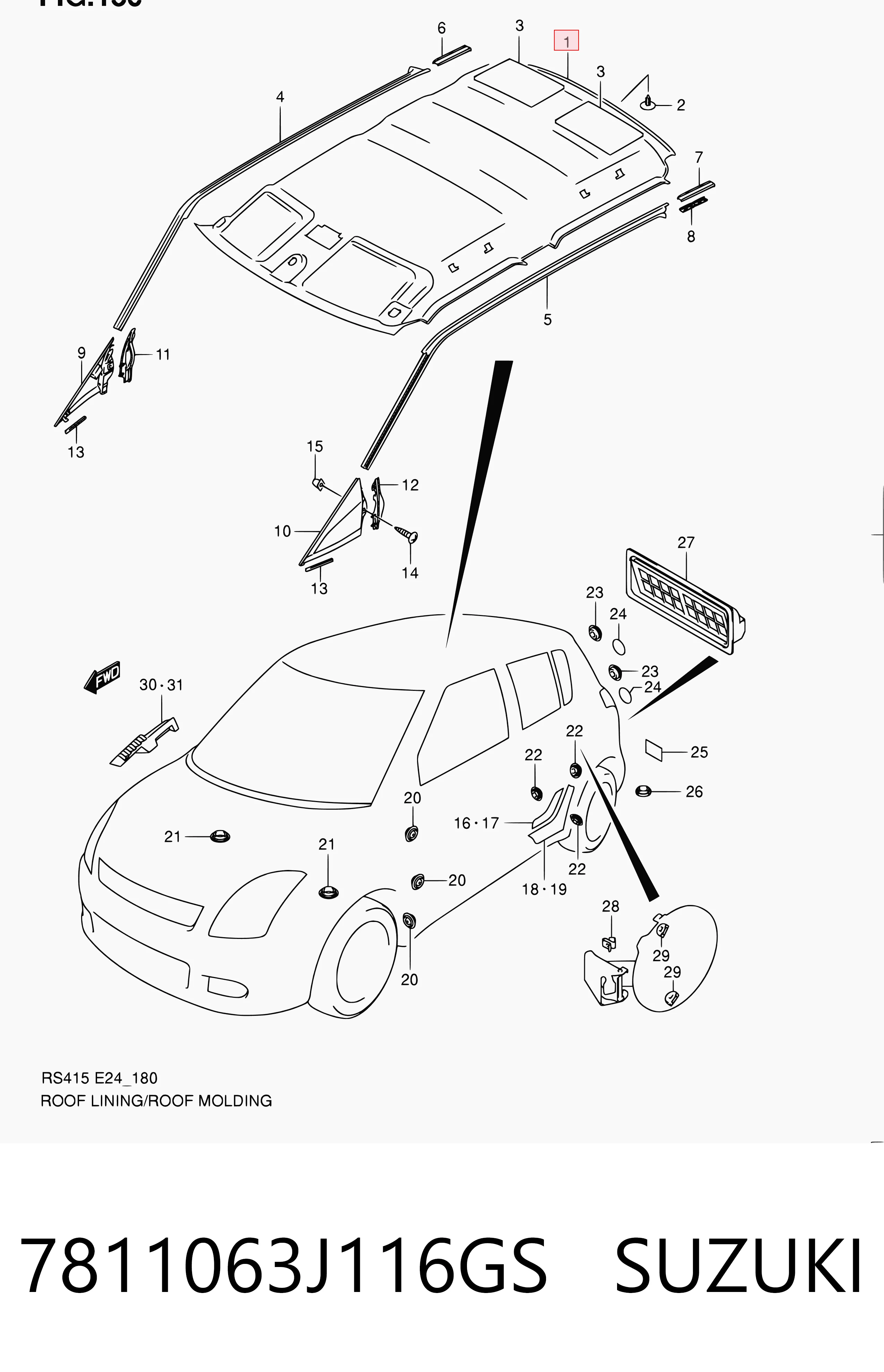 Revestimento do teto Suzuki Swift III RS ao melhor preço